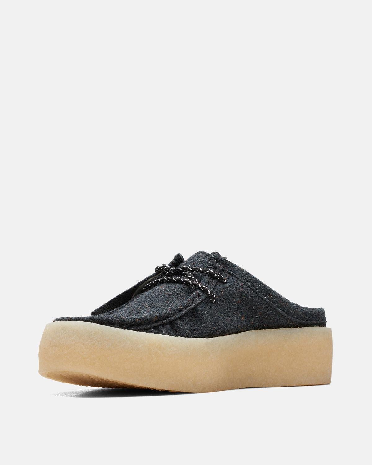 CLARKS ORIGINALS WOMENS WALLABEE CUP LO SHOES BLACK ECO SUEDE - CLARKS-26171854-UK3 - northern threads uk