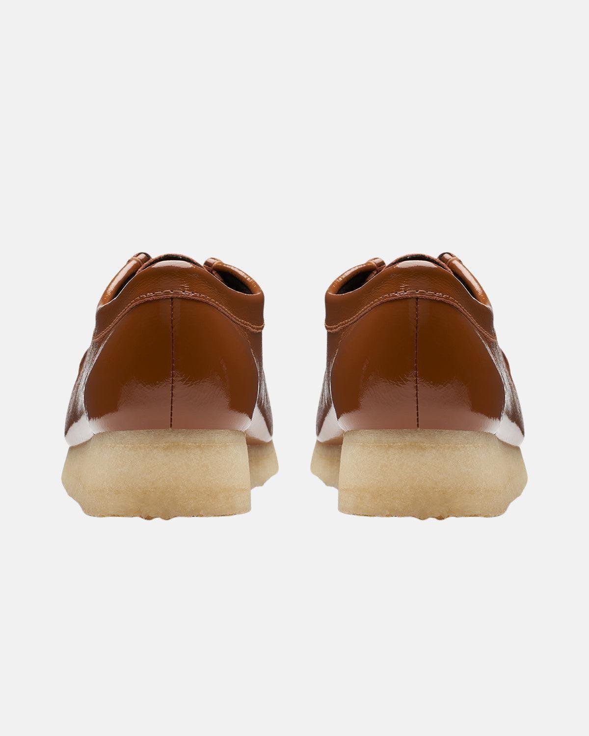 CLARKS ORIGINALS WOMENS WALLABEE SHOES DUSK BROWN PATENT - CLARKS-26176553-UK3 - northern threads uk