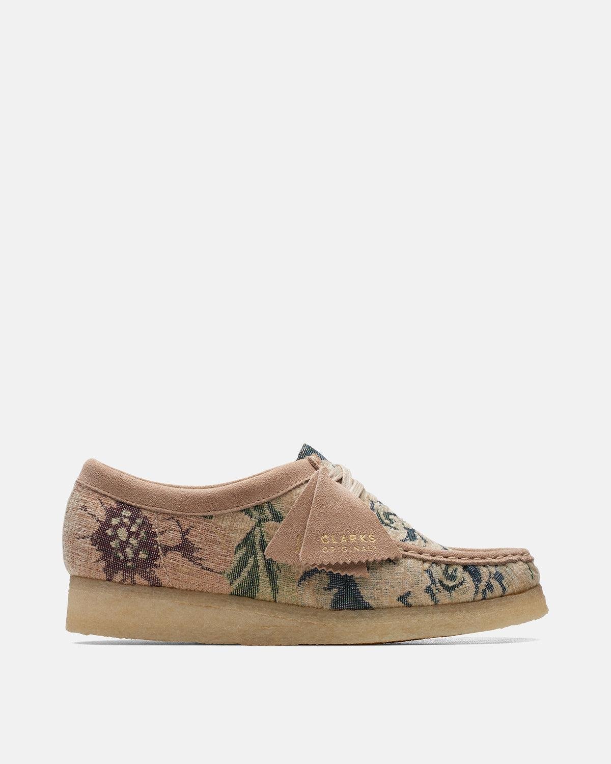 CLARKS ORIGINALS WOMENS WALLABEE SHOES GREY FLORAL - CLARKS-26169916-UK3 - northern threads uk