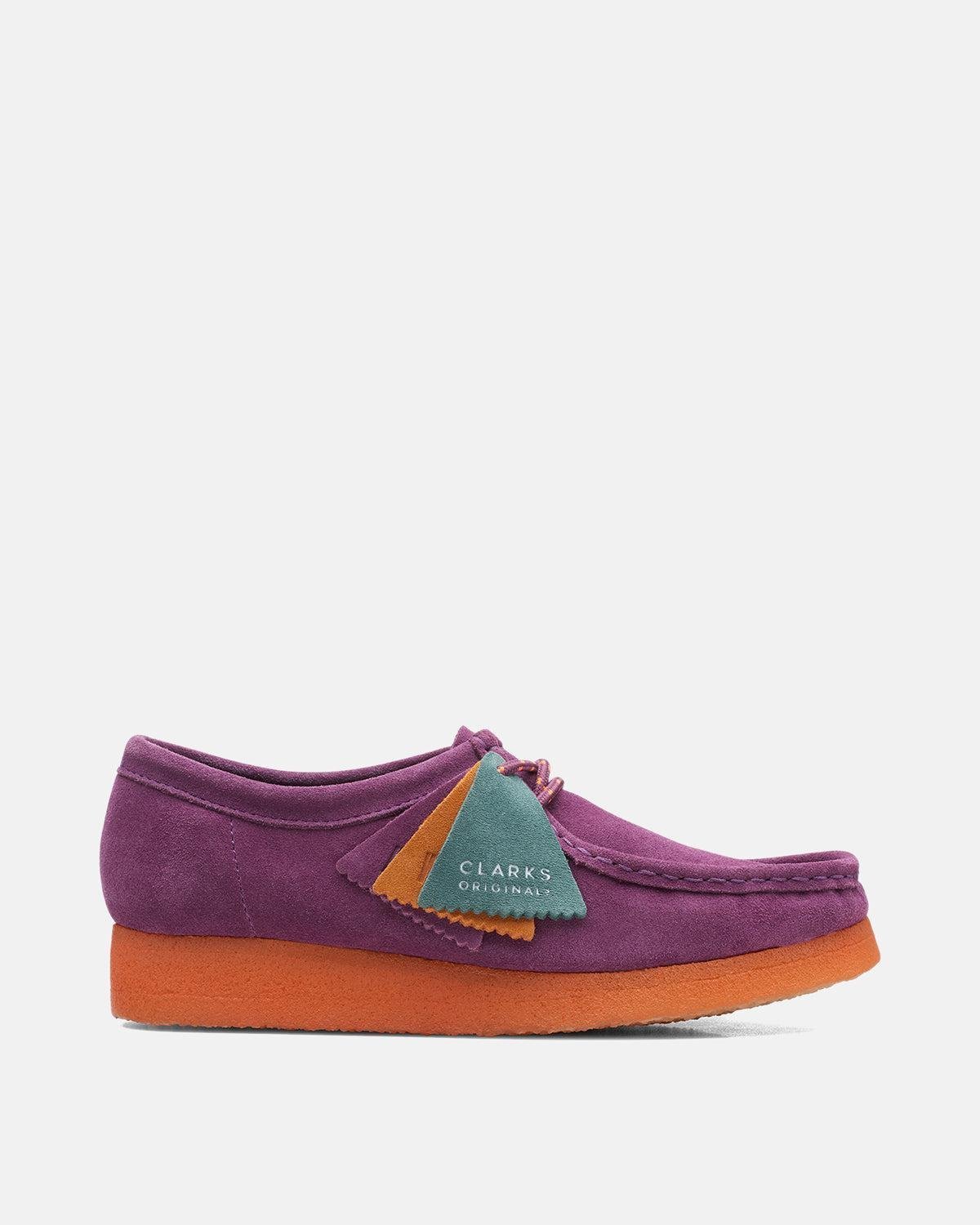 CLARKS ORIGINALS WOMENS WALLABEE SHOES PURPLE SUEDE COMBI - CLARKS-26168645-UK4 - northern threads uk