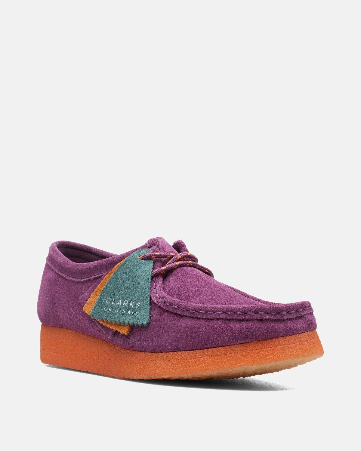 CLARKS ORIGINALS WOMENS WALLABEE SHOES PURPLE SUEDE COMBI - CLARKS-26168645-UK4 - northern threads uk