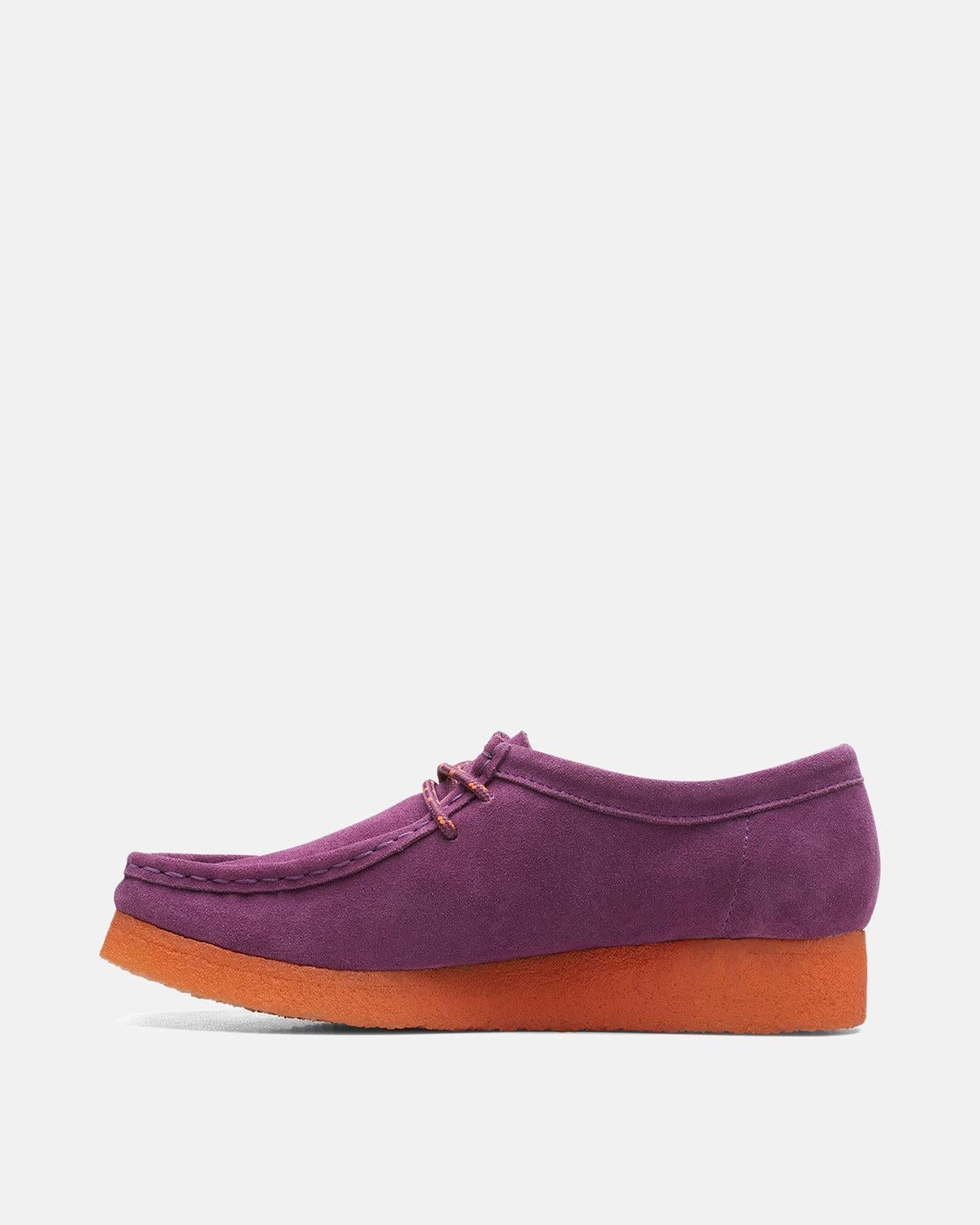 CLARKS ORIGINALS WOMENS WALLABEE SHOES PURPLE SUEDE COMBI - CLARKS-26168645-UK4 - northern threads uk