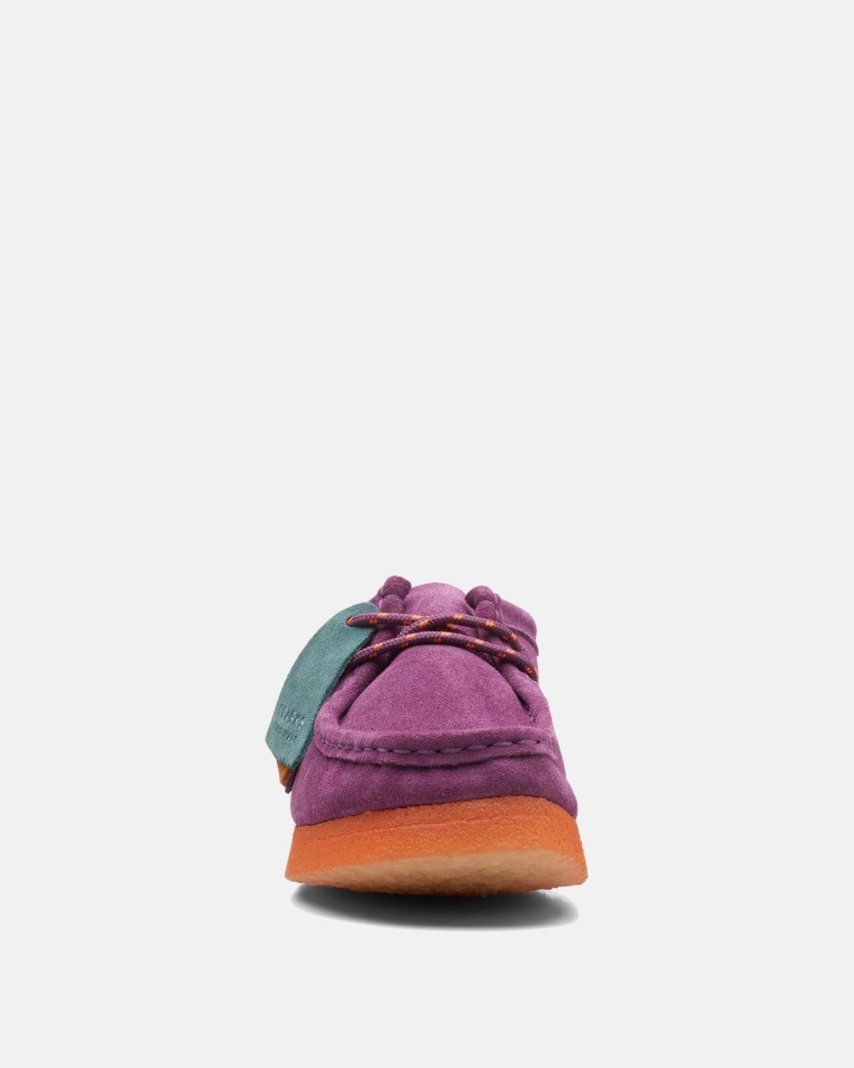 CLARKS ORIGINALS WOMENS WALLABEE SHOES PURPLE SUEDE COMBI - CLARKS-26168645-UK4 - northern threads uk