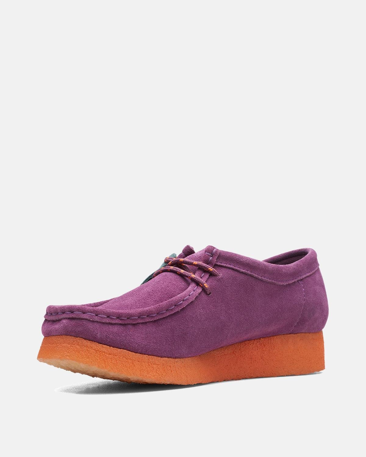 CLARKS ORIGINALS WOMENS WALLABEE SHOES PURPLE SUEDE COMBI - CLARKS-26168645-UK4 - northern threads uk