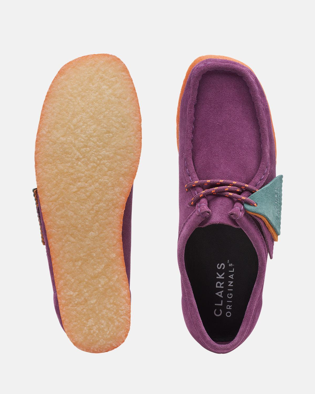 CLARKS ORIGINALS WOMENS WALLABEE SHOES PURPLE SUEDE COMBI - CLARKS-26168645-UK4 - northern threads uk