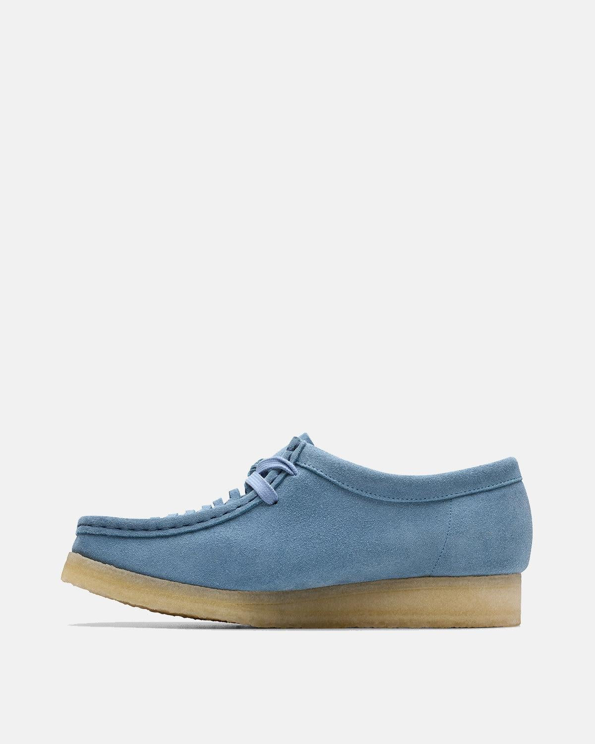CLARKS ORIGINALS WOMENS WALLABEE WEAVE SHOES POWDER BLUE SUEDE - CLARKS-26180614-UK5 - northern threads uk