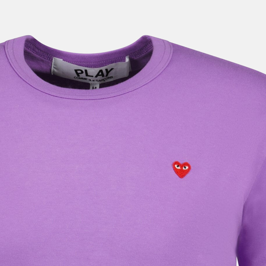 Comme des Garcons Play Small Stitch Heart T-Shirt Purple - A27 - northern threads uk
