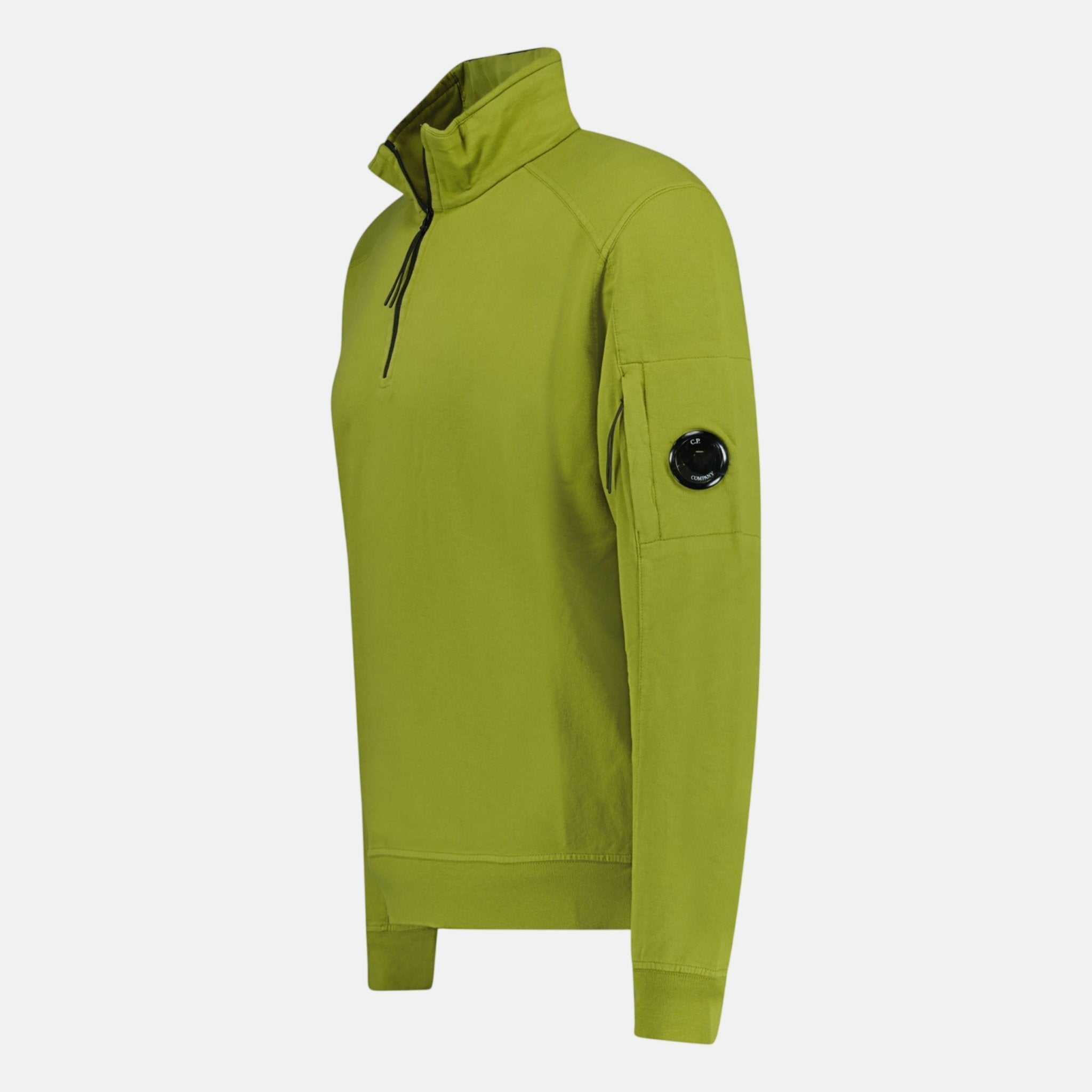CP Company 1/4 Zip Lens Sweatshirt Light Fleece Olive - C39 - northern threads uk