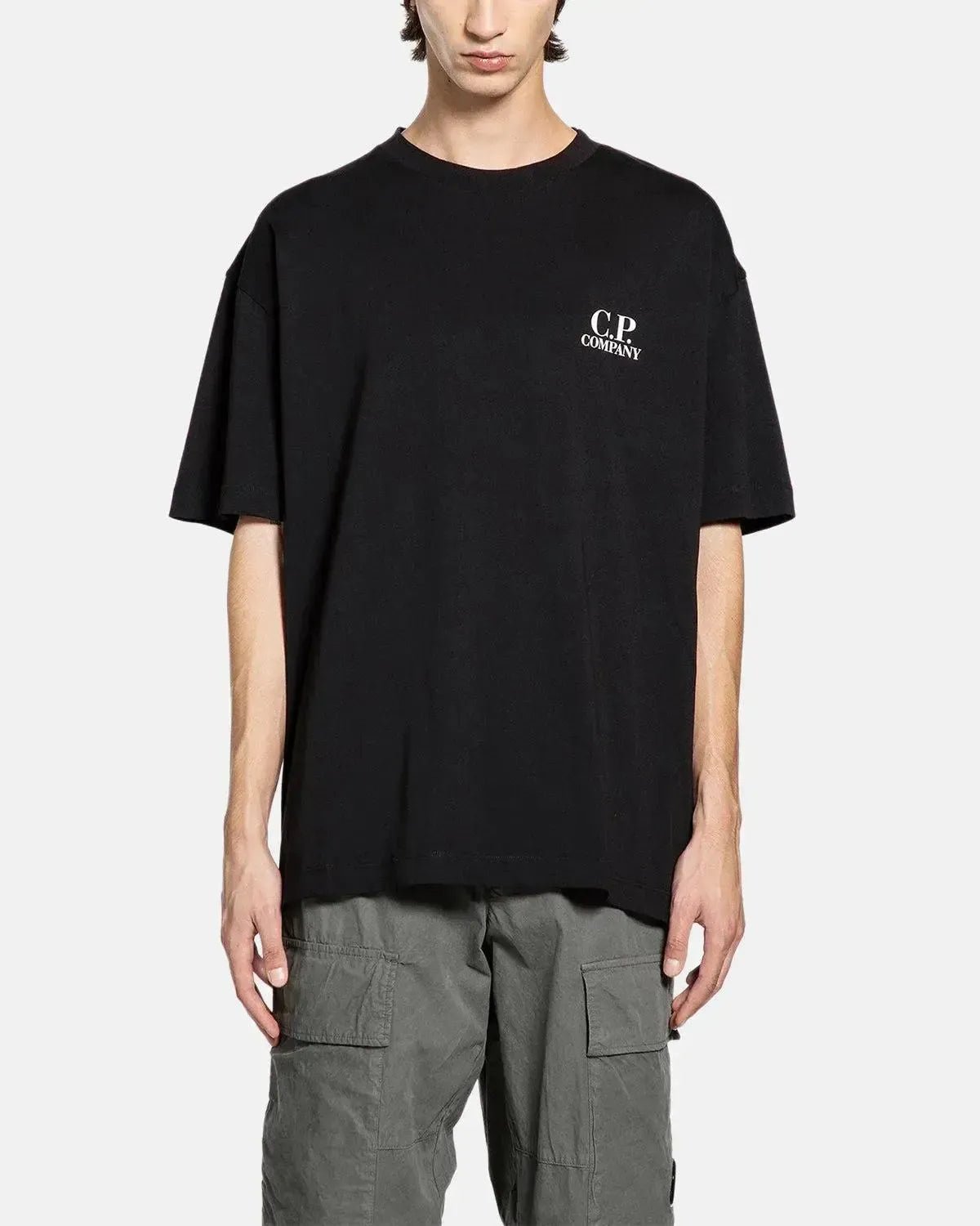 CP COMPANY 30/1 JERSEY BACK LOGO T - SHIRT BLACK - northern threads
