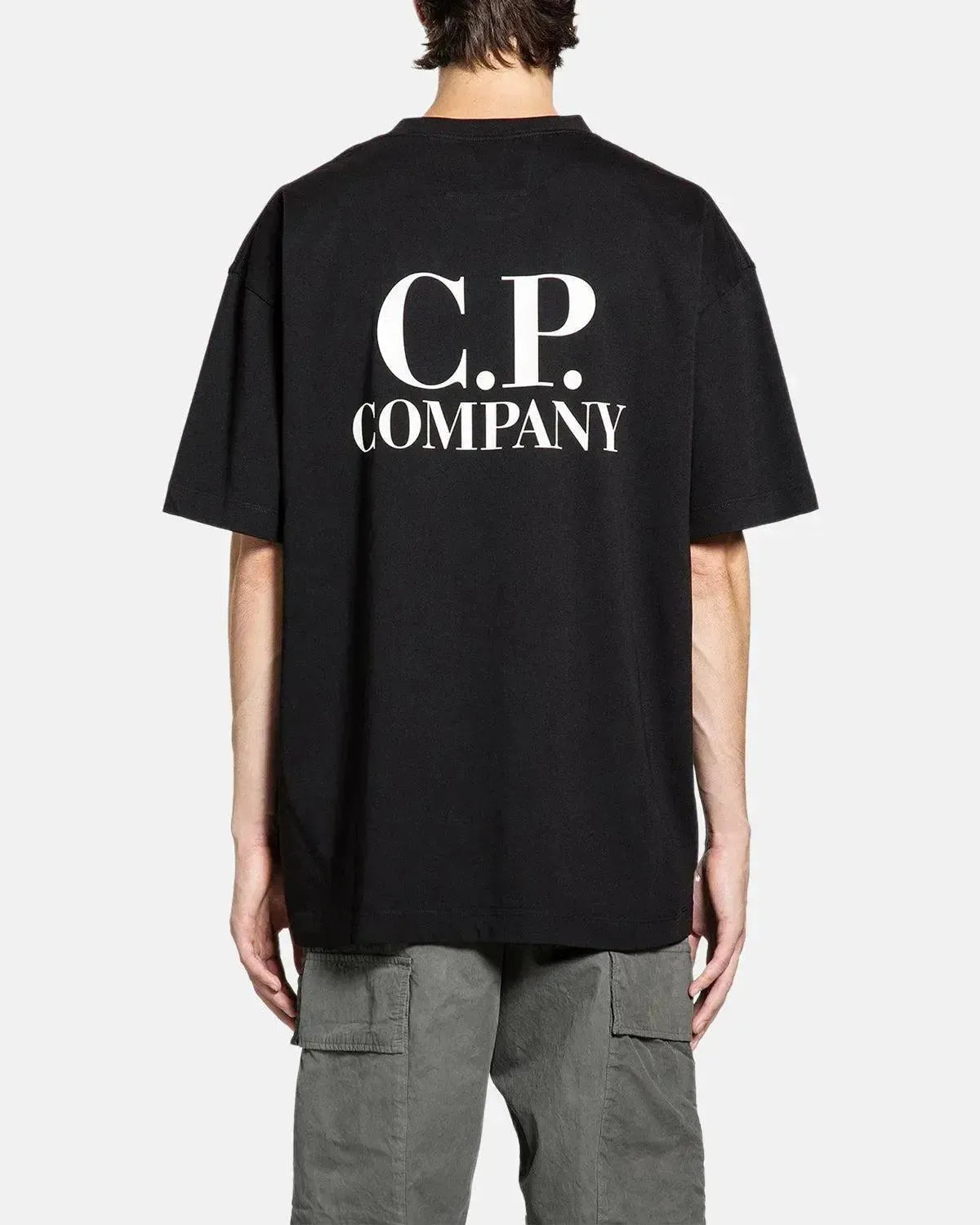CP COMPANY 30/1 JERSEY BACK LOGO T - SHIRT BLACK - northern threads