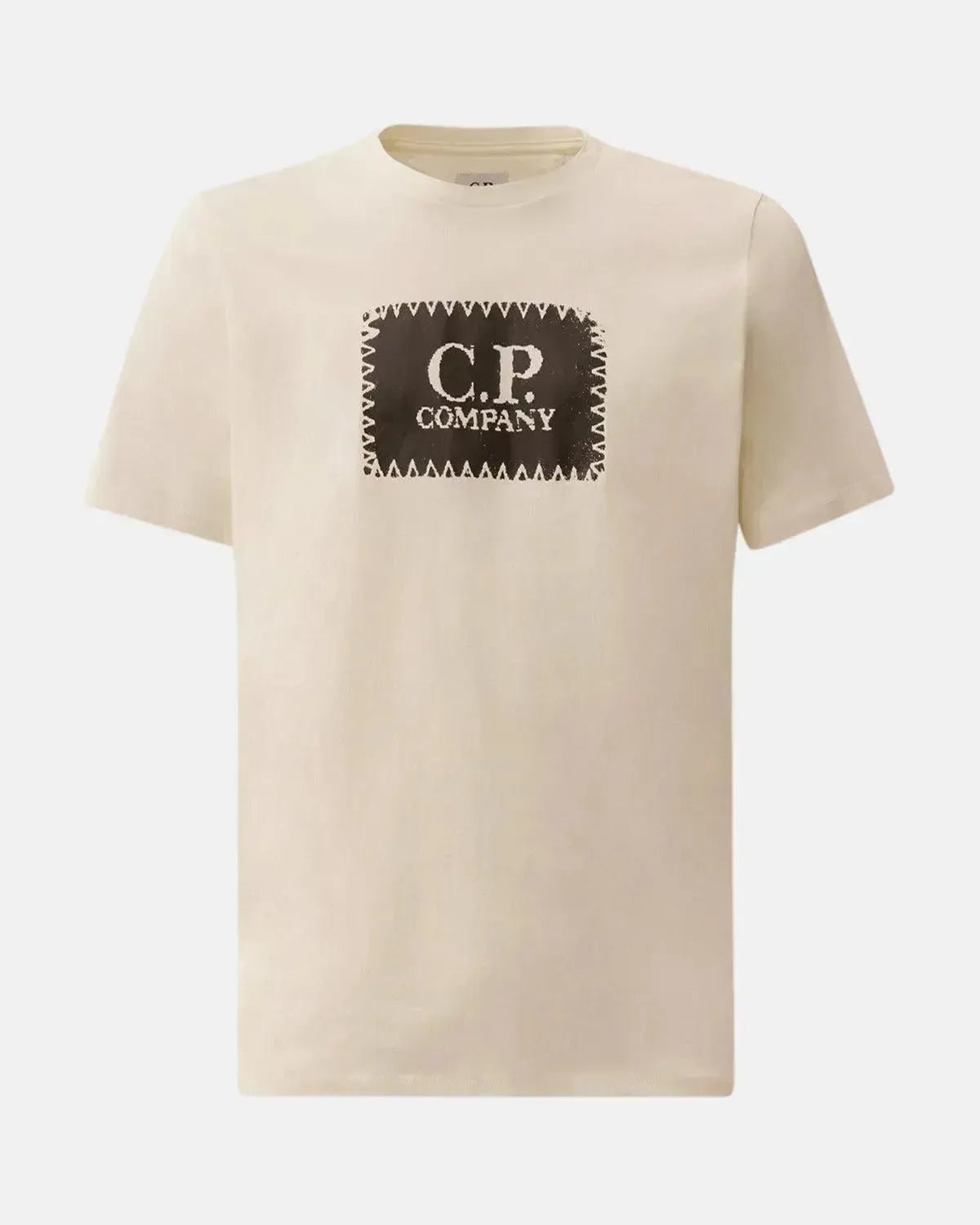 CP COMPANY 30/1 JERSEY LABEL LOGO T - SHIRT GAUZE WHITE - CP-COMPANY-RCCMTS723A-005100W-103-S - northern threads uk