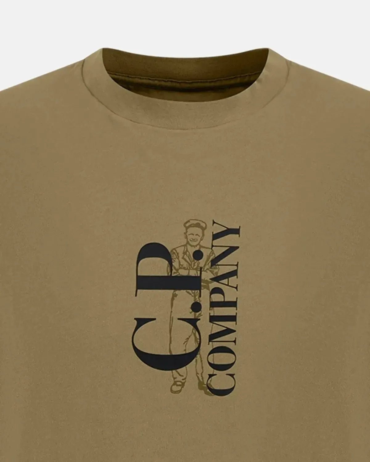 CP COMPANY 30/1 JERSEY VERTICAL LOGO T - SHIRT FALLEN ROCK GREY - CP-COMPANY-19CMTS091A-005100W-356-S - northern threads uk