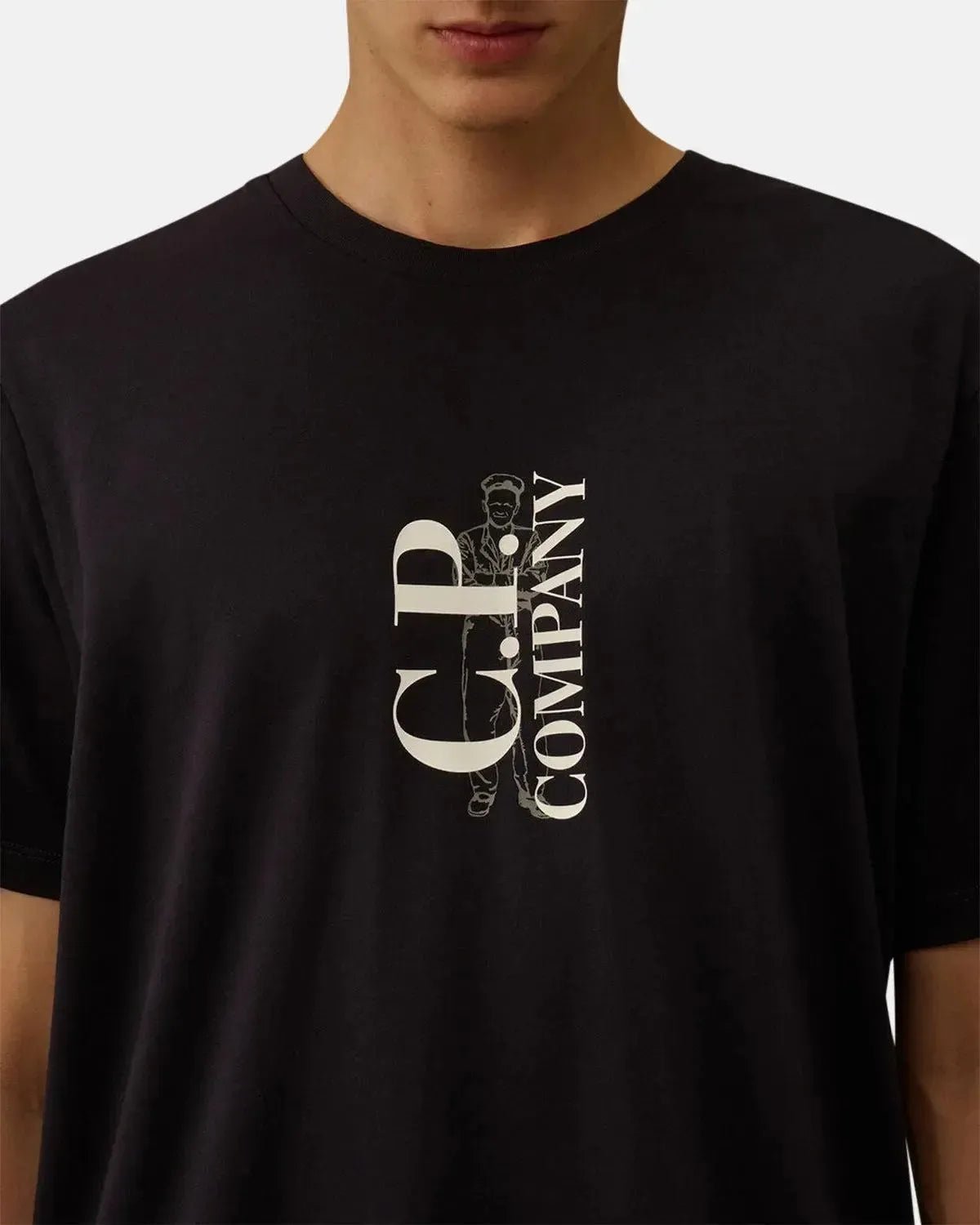 CP COMPANY 30/1 JERSEY VERTICAL LOGO T - SHIRT TOTAL ECLIPSE - northern threads