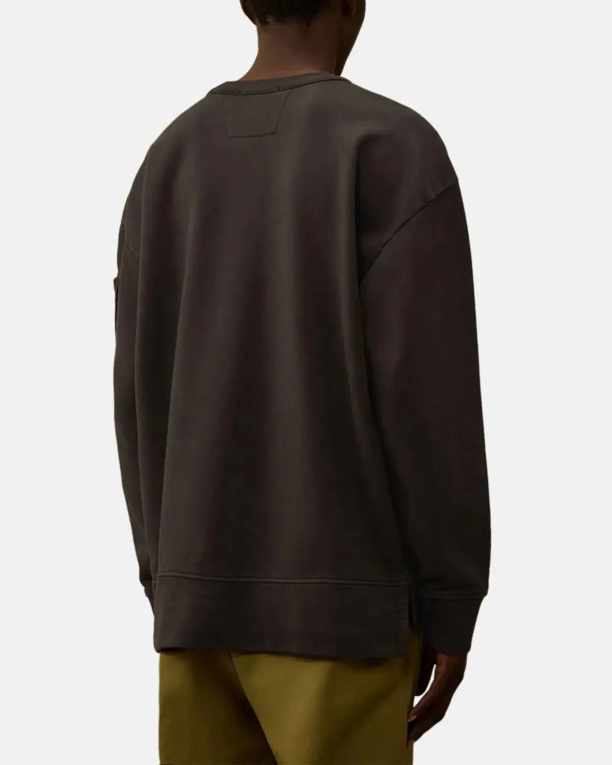 CP COMPANY BRUSHED AND EMERIZED DIAGONAL RAISED FLEECE BOXY SWEAT DARK SHADOW GREY - CP-COMPANY-19CMSS058A-006372G-978-S - northern threads uk