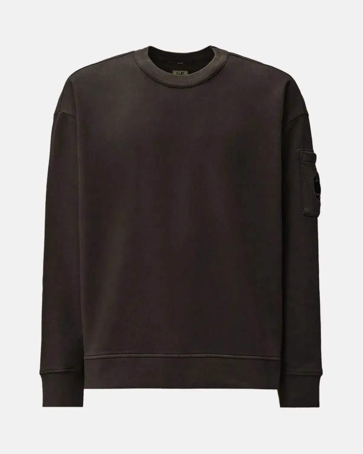 CP COMPANY BRUSHED AND EMERIZED DIAGONAL RAISED FLEECE BOXY SWEAT DARK SHADOW GREY - CP-COMPANY-19CMSS058A-006372G-978-S - northern threads uk