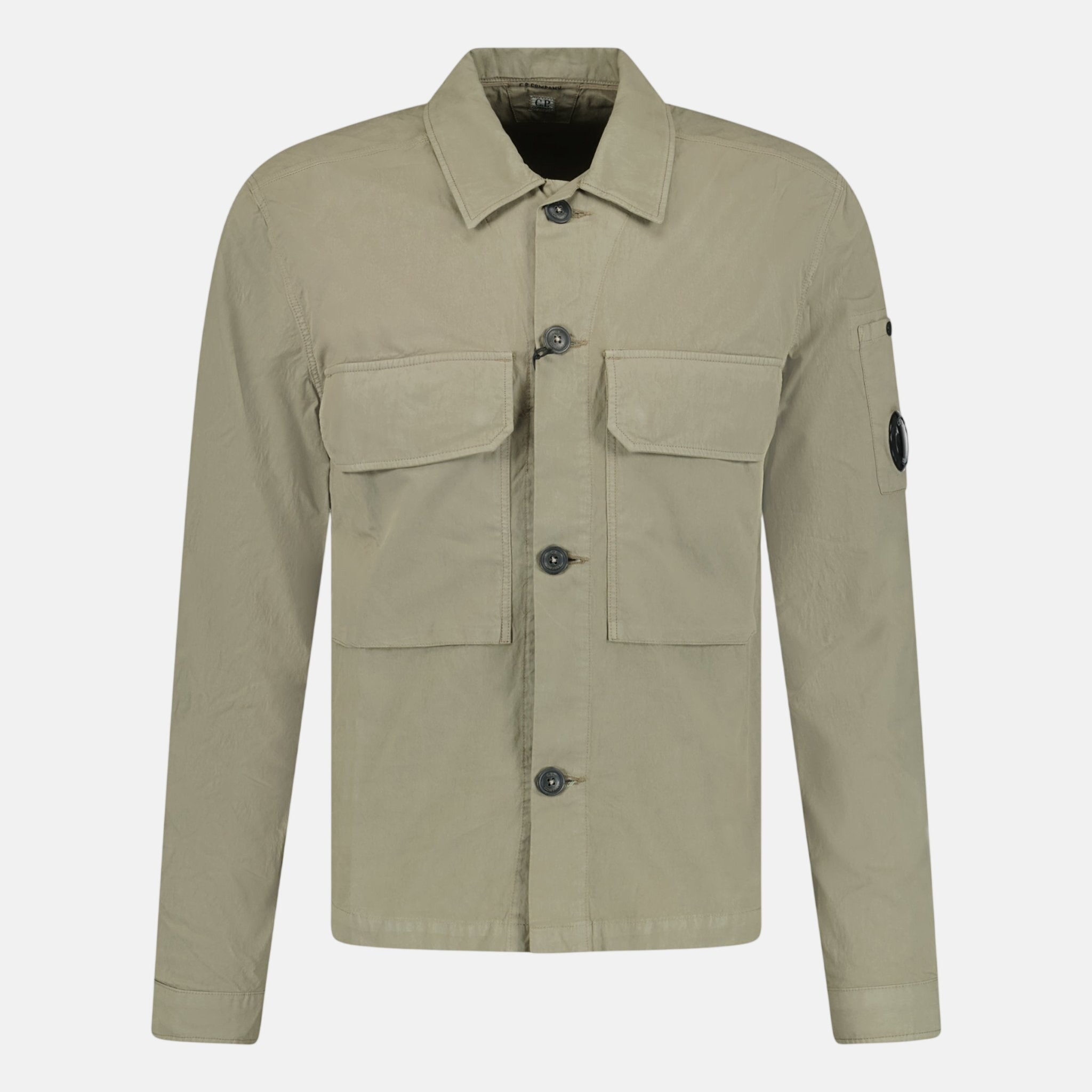 CP Company Button Up Lens Overshirt Light Khaki - C76 - northern threads uk