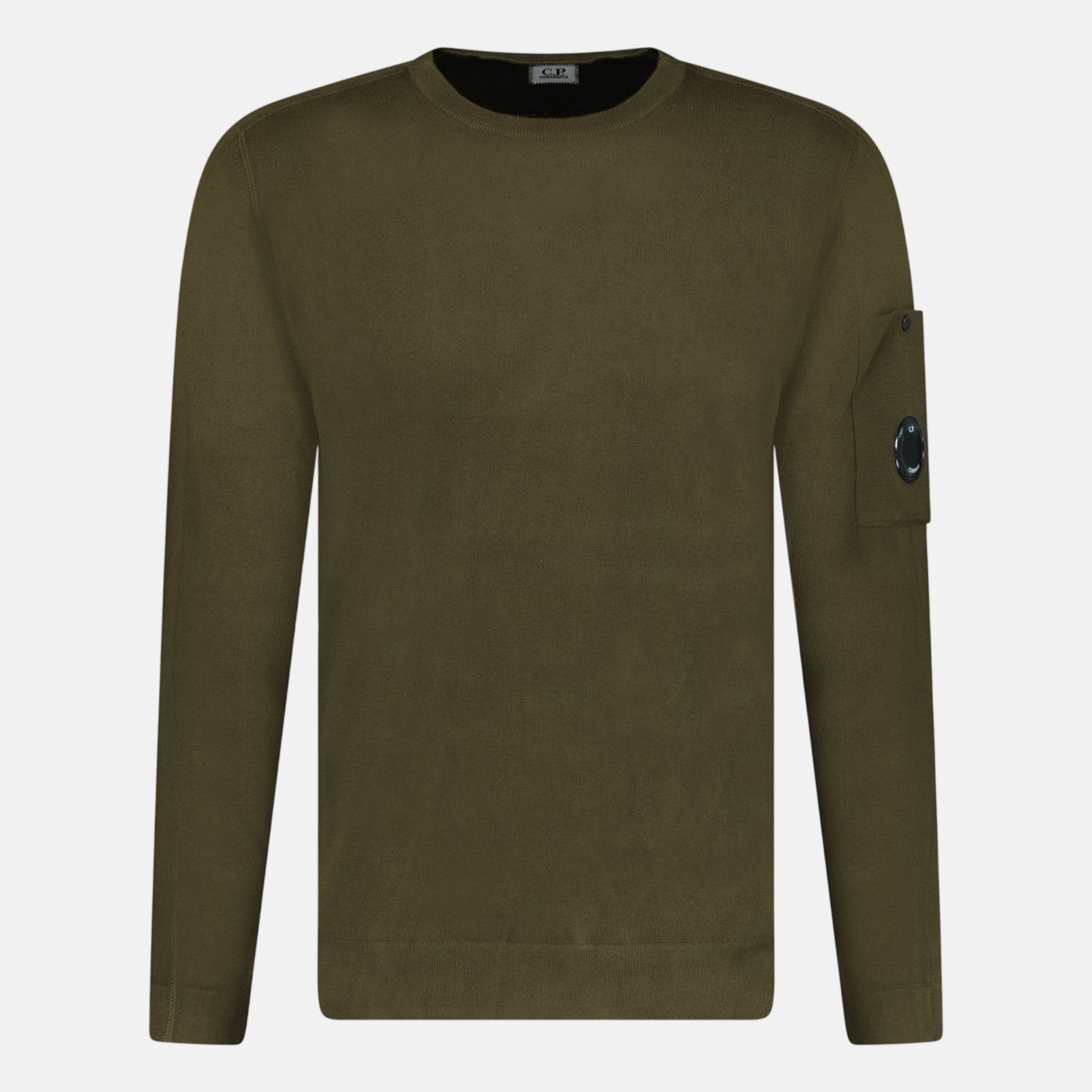 CP Company Cotton Arm Lens Knit Sweatshirt Khaki - B28 - northern threads uk