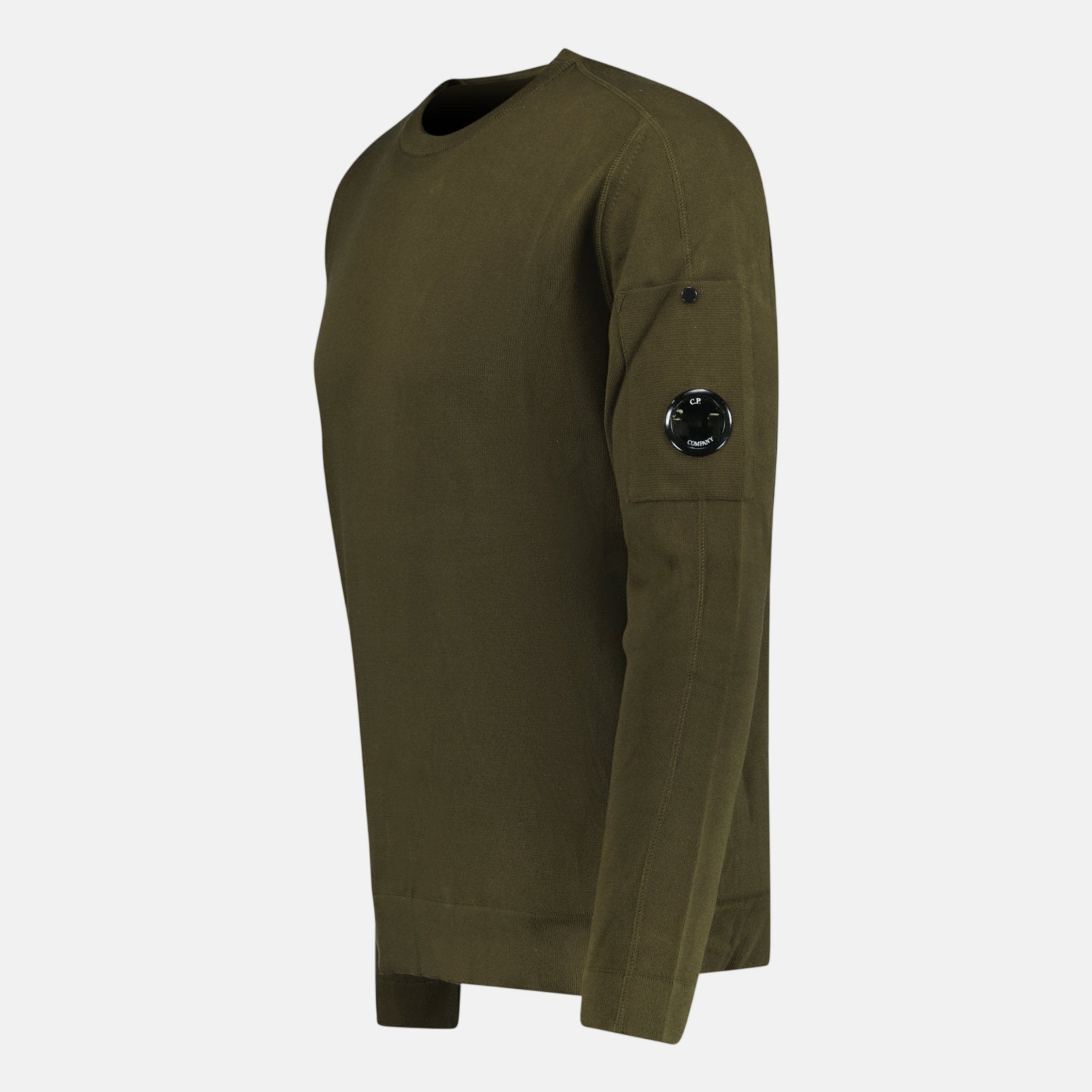 CP Company Cotton Arm Lens Knit Sweatshirt Khaki - northern threads