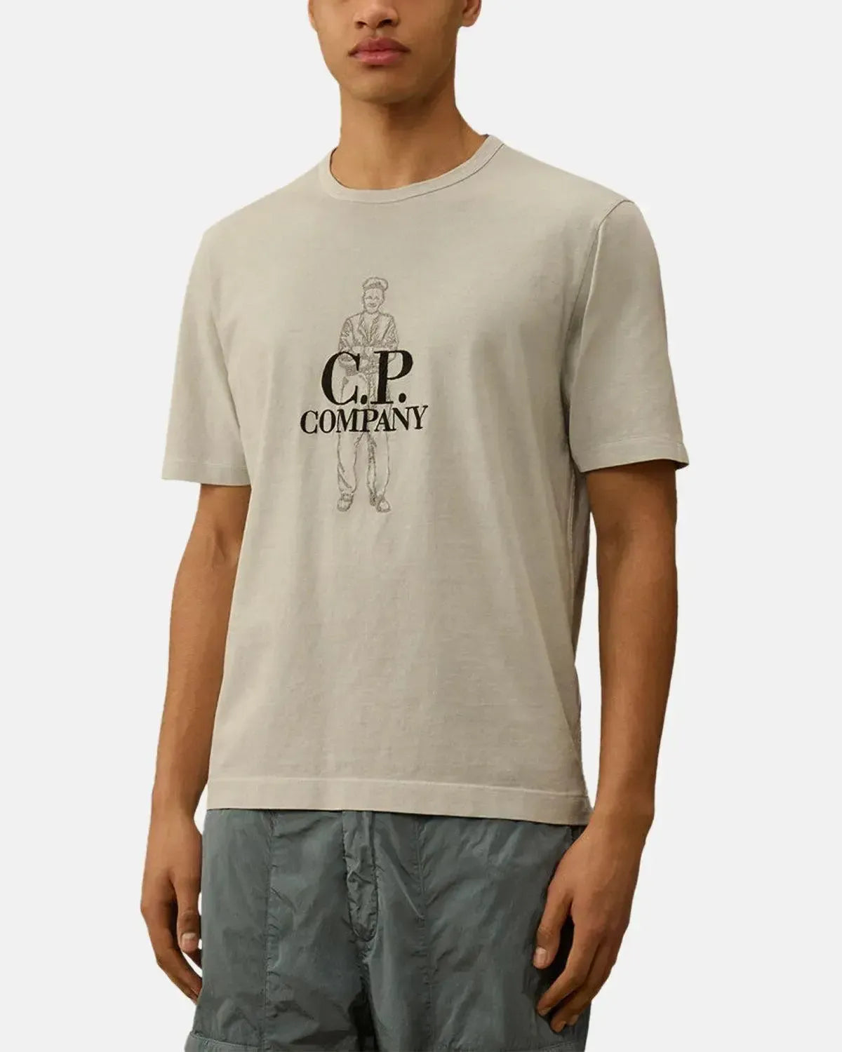 CP COMPANY-CP COMPANY 1020 JERSEY LOGO T-SHIRT BLUE FOX-NORTHERN THREADS DESIGNER MENSWEAR