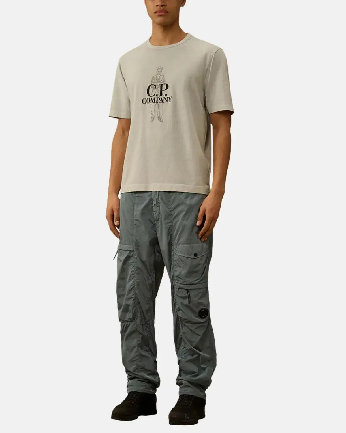 CP COMPANY-CP COMPANY 1020 JERSEY LOGO T-SHIRT BLUE FOX-NORTHERN THREADS DESIGNER MENSWEAR