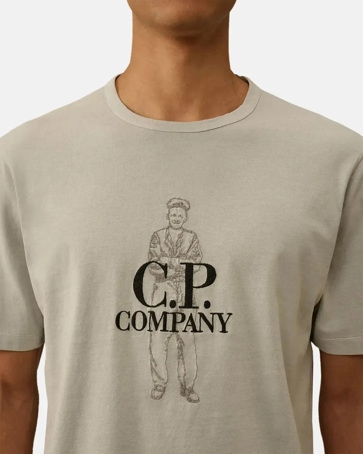 CP COMPANY-CP COMPANY 1020 JERSEY LOGO T-SHIRT BLUE FOX-NORTHERN THREADS DESIGNER MENSWEAR