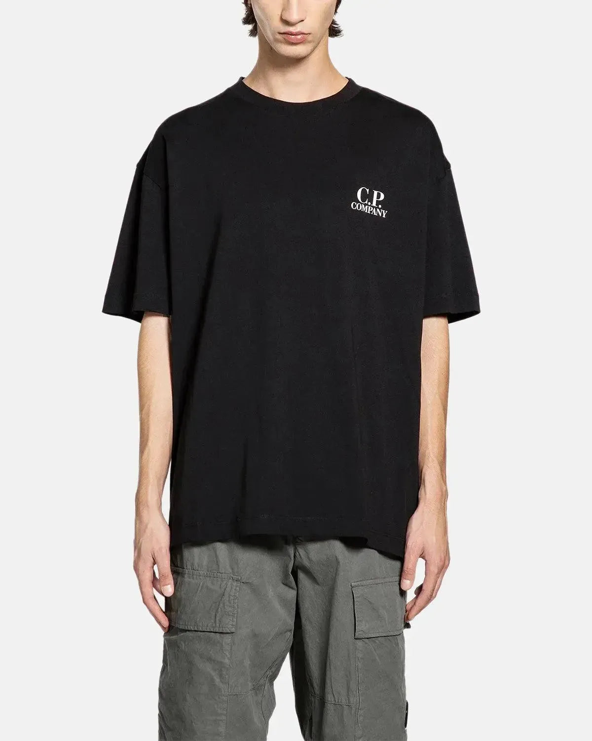 CP COMPANY-CP COMPANY 30/1 JERSEY BACK LOGO T-SHIRT BLACK-NORTHERN THREADS DESIGNER MENSWEAR