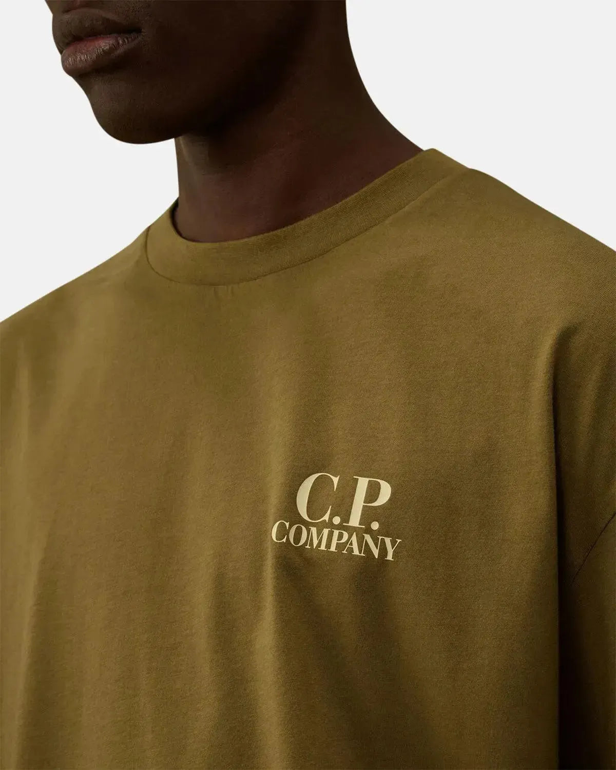 CP COMPANY-CP COMPANY 30/1 JERSEY BACK LOGO T-SHIRT CAPERS-NORTHERN THREADS DESIGNER MENSWEAR