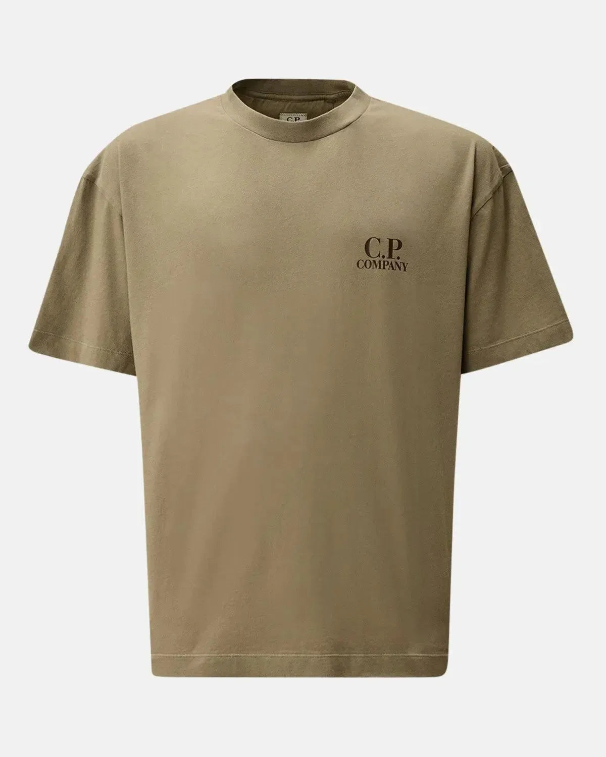 CP COMPANY-CP COMPANY 30/1 JERSEY BACK LOGO T-SHIRT FALLEN ROCK GREY-NORTHERN THREADS DESIGNER MENSWEAR