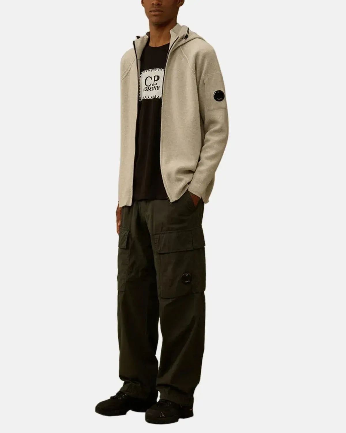 CP COMPANY-CP COMPANY 30/1 JERSEY LABEL LOGO T-SHIRT BLACK-NORTHERN THREADS DESIGNER MENSWEAR