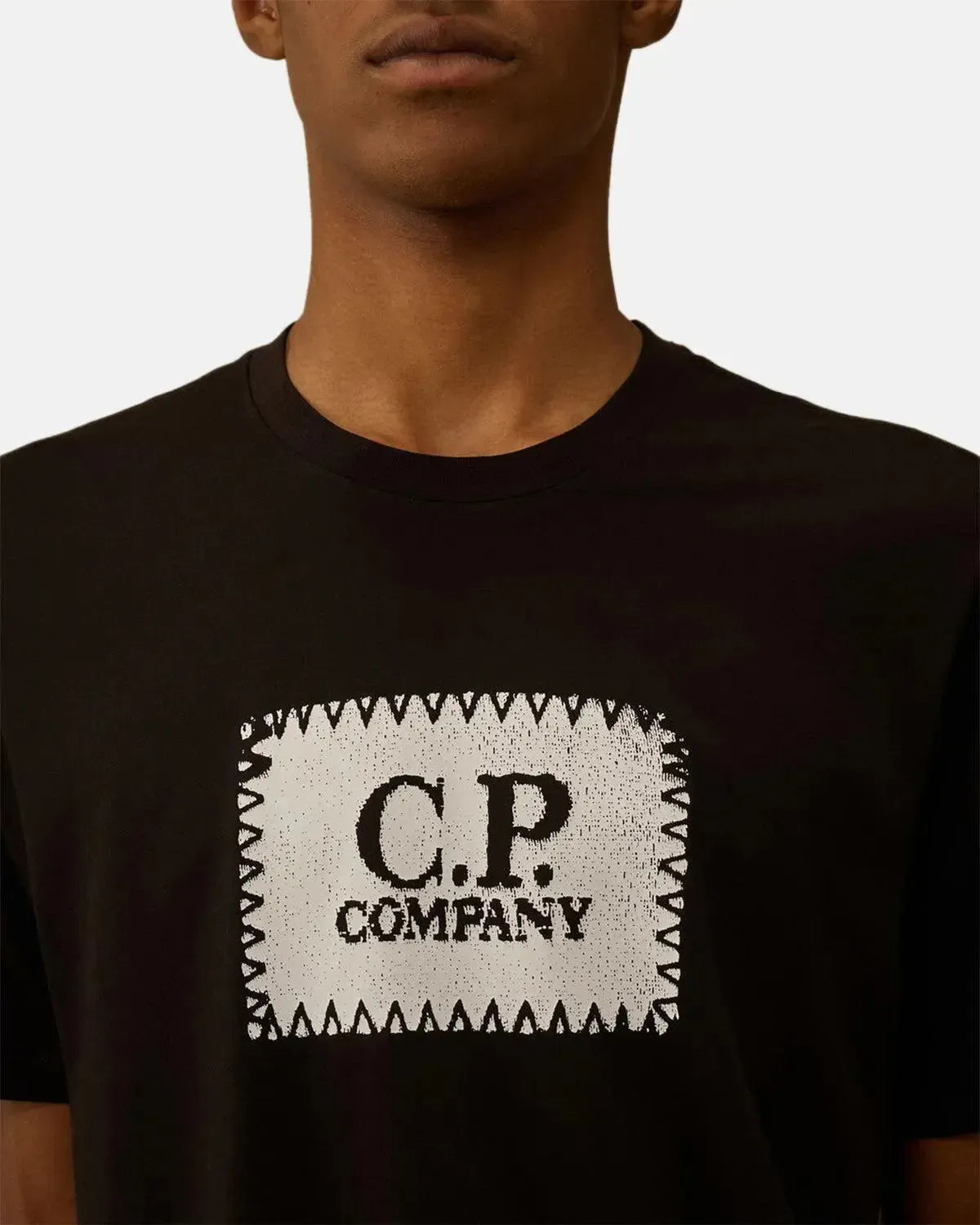 CP COMPANY-CP COMPANY 30/1 JERSEY LABEL LOGO T-SHIRT BLACK-NORTHERN THREADS DESIGNER MENSWEAR