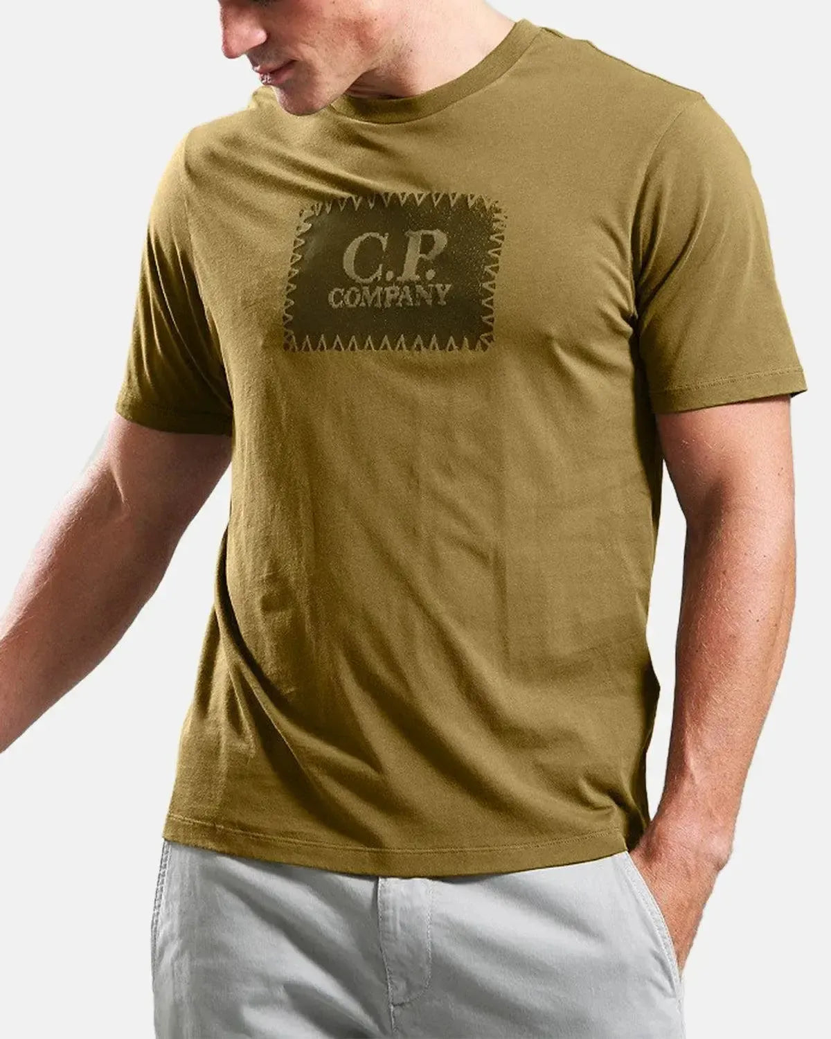 CP COMPANY-CP COMPANY 30/1 JERSEY LABEL LOGO T-SHIRT CAPERS-NORTHERN THREADS DESIGNER MENSWEAR