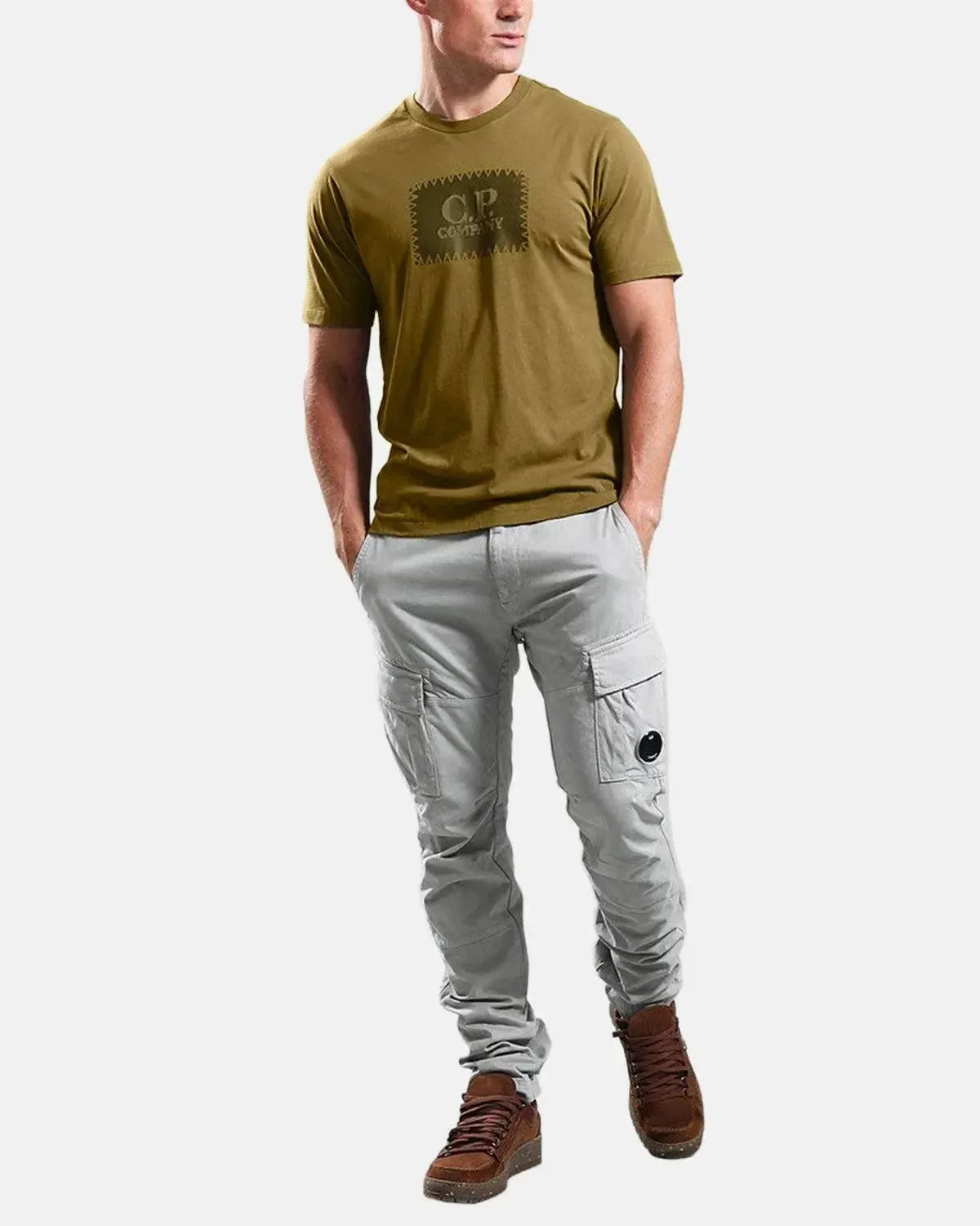 CP COMPANY-CP COMPANY 30/1 JERSEY LABEL LOGO T-SHIRT CAPERS-NORTHERN THREADS DESIGNER MENSWEAR