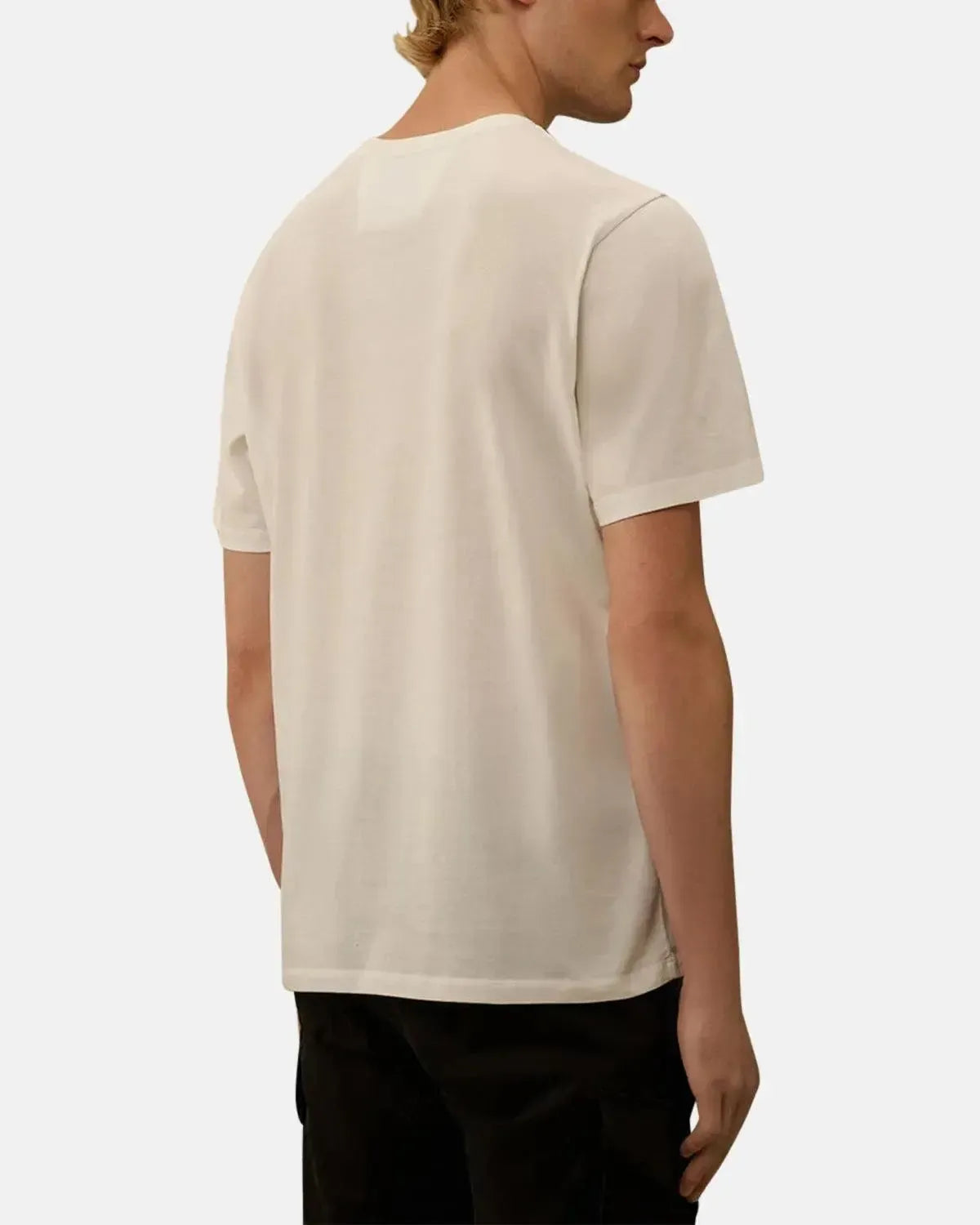 CP COMPANY-CP COMPANY 30/1 JERSEY LABEL LOGO T-SHIRT GAUZE WHITE-NORTHERN THREADS DESIGNER MENSWEAR