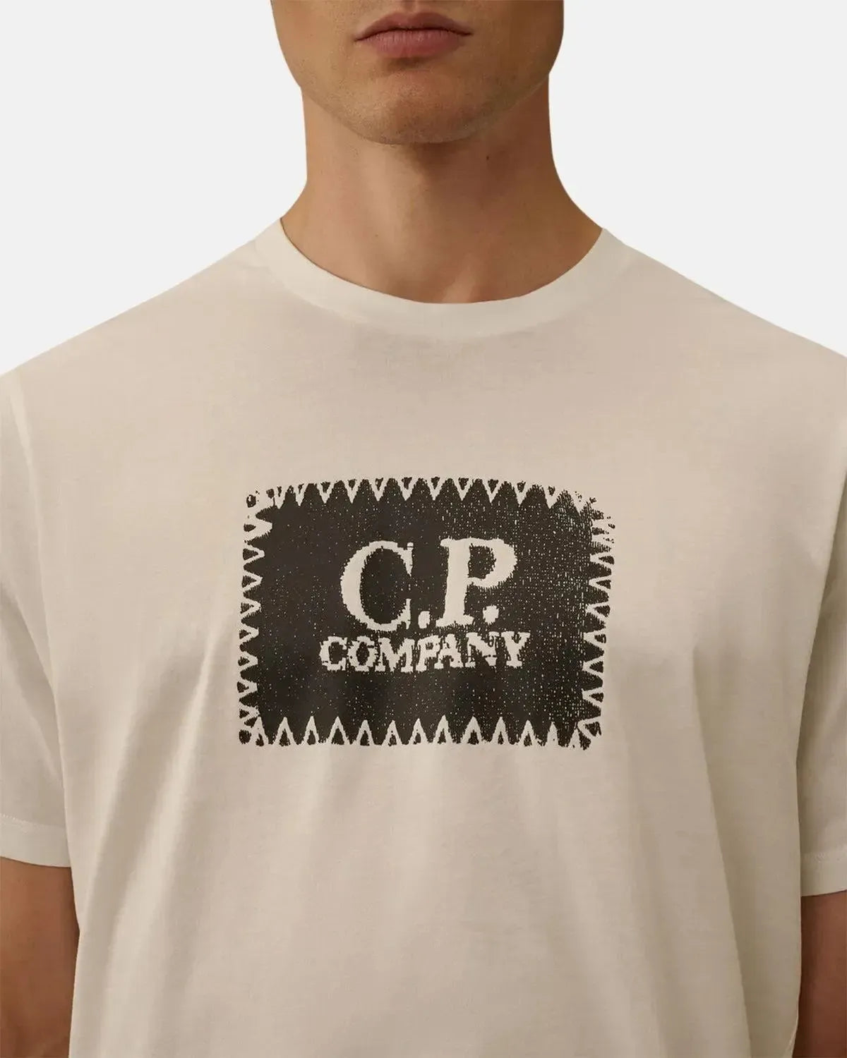 CP COMPANY-CP COMPANY 30/1 JERSEY LABEL LOGO T-SHIRT GAUZE WHITE-NORTHERN THREADS DESIGNER MENSWEAR