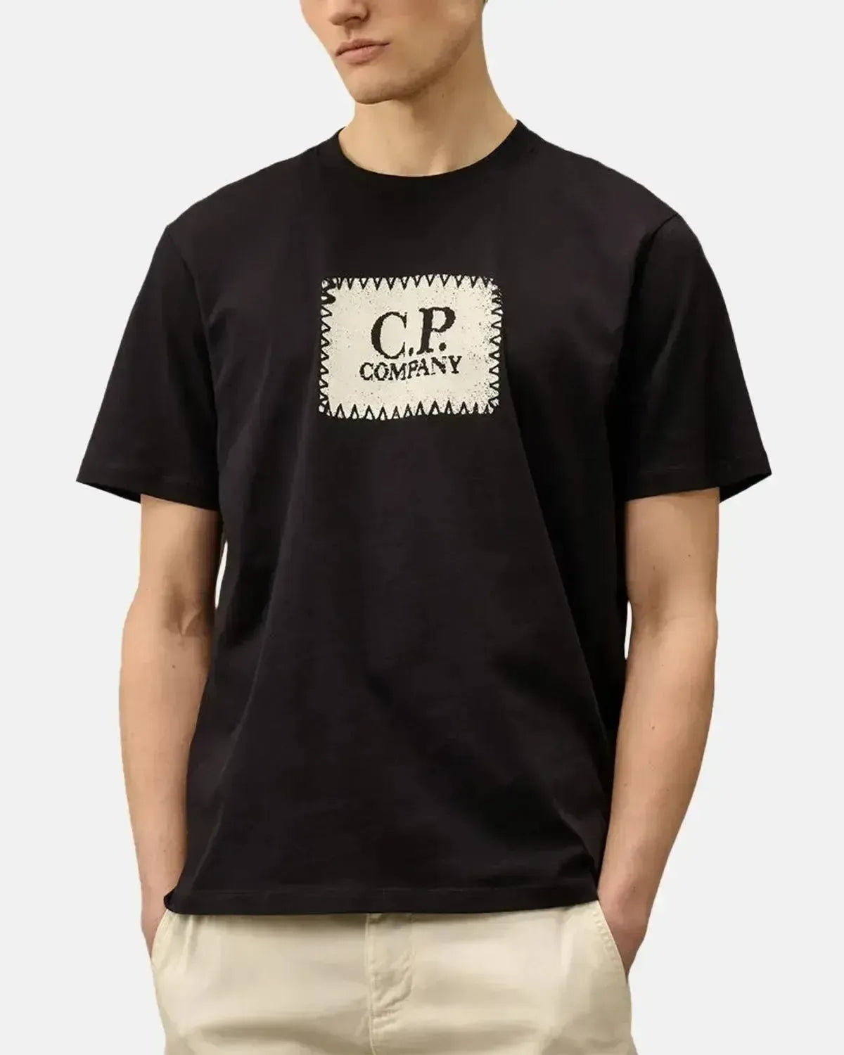 CP COMPANY-CP COMPANY 30/1 JERSEY LOGO LABEL T-SHIRT TOTAL ECLIPSE-NORTHERN THREADS DESIGNER MENSWEAR