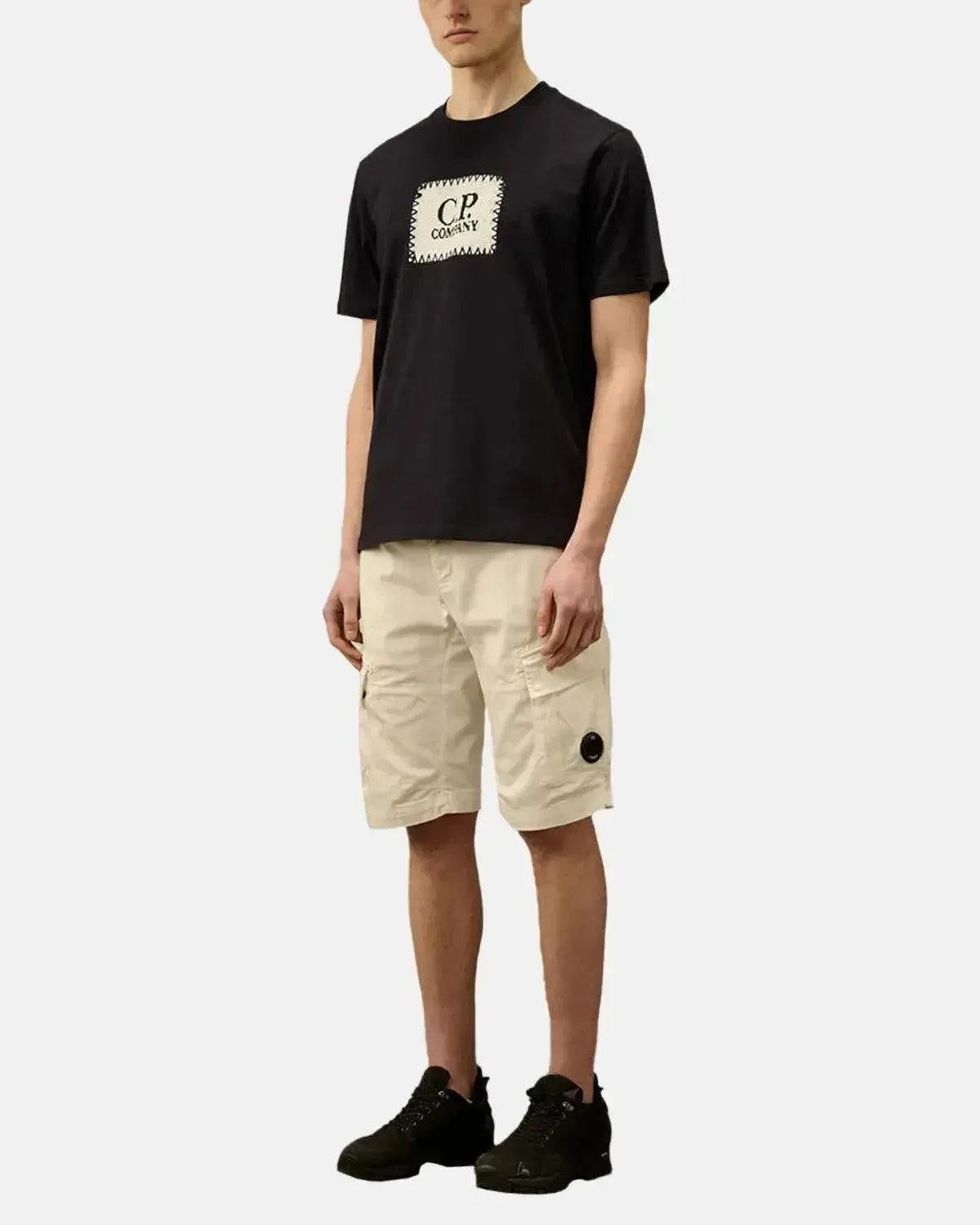 CP COMPANY-CP COMPANY 30/1 JERSEY LOGO LABEL T-SHIRT TOTAL ECLIPSE-NORTHERN THREADS DESIGNER MENSWEAR