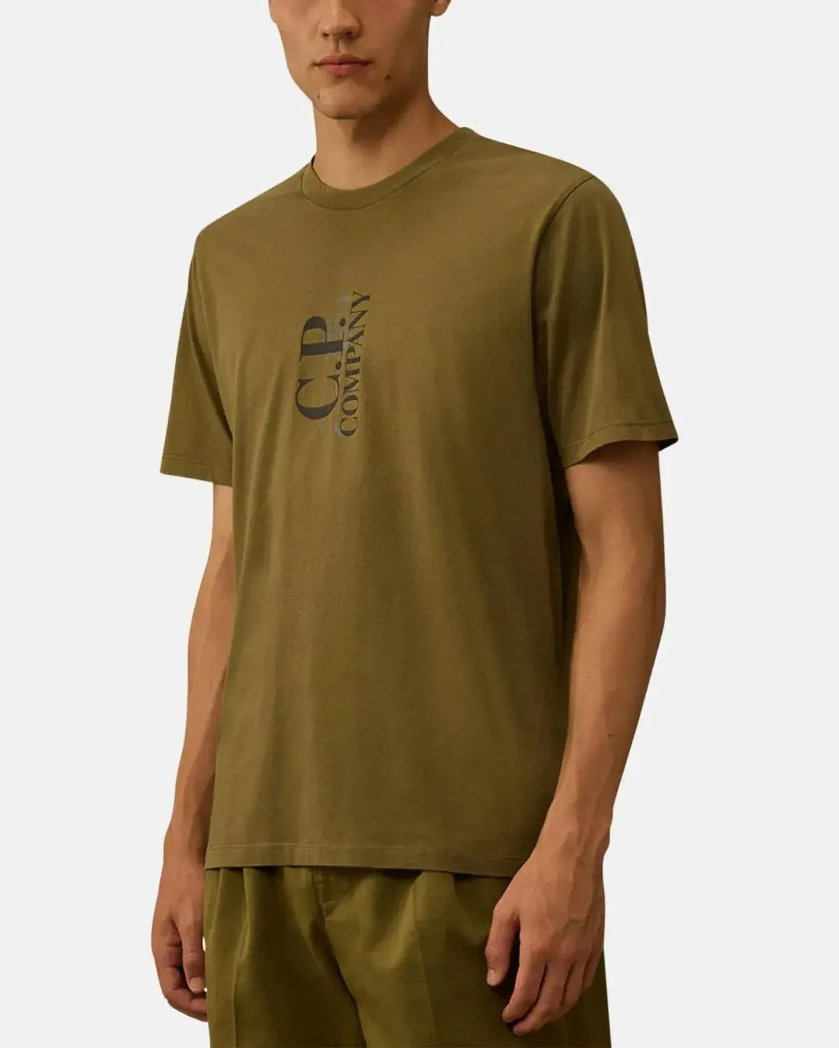 CP COMPANY-CP COMPANY 30/1 JERSEY VERTICAL LOGO T-SHIRT CAPERS-NORTHERN THREADS DESIGNER MENSWEAR