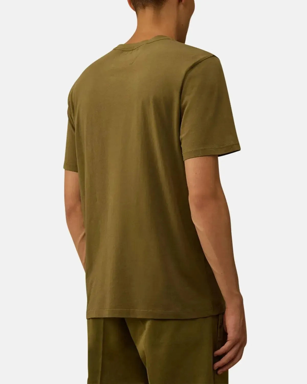 CP COMPANY-CP COMPANY 30/1 JERSEY VERTICAL LOGO T-SHIRT CAPERS-NORTHERN THREADS DESIGNER MENSWEAR