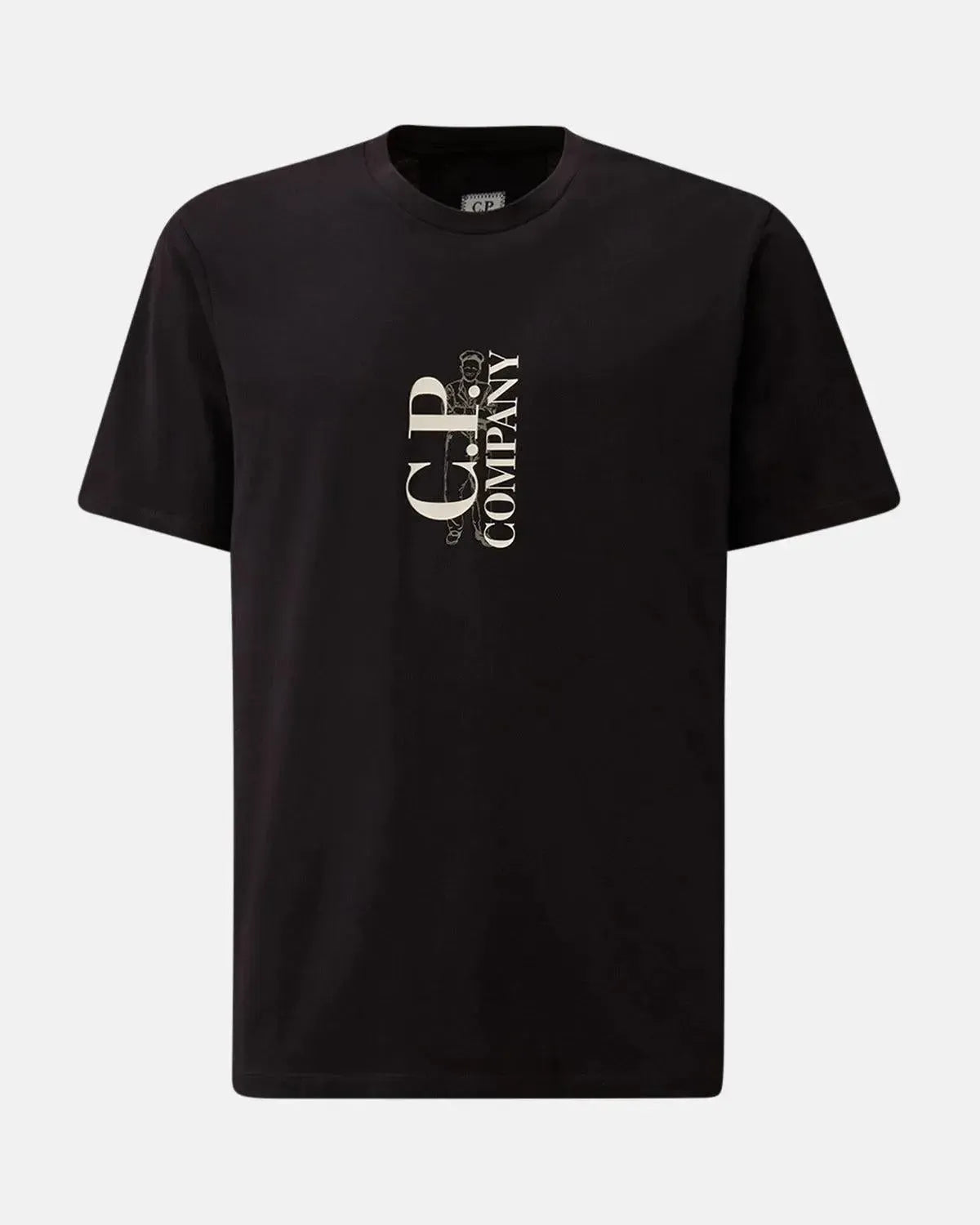 CP COMPANY-CP COMPANY 30/1 JERSEY VERTICAL LOGO T-SHIRT TOTAL ECLIPSE-NORTHERN THREADS DESIGNER MENSWEAR