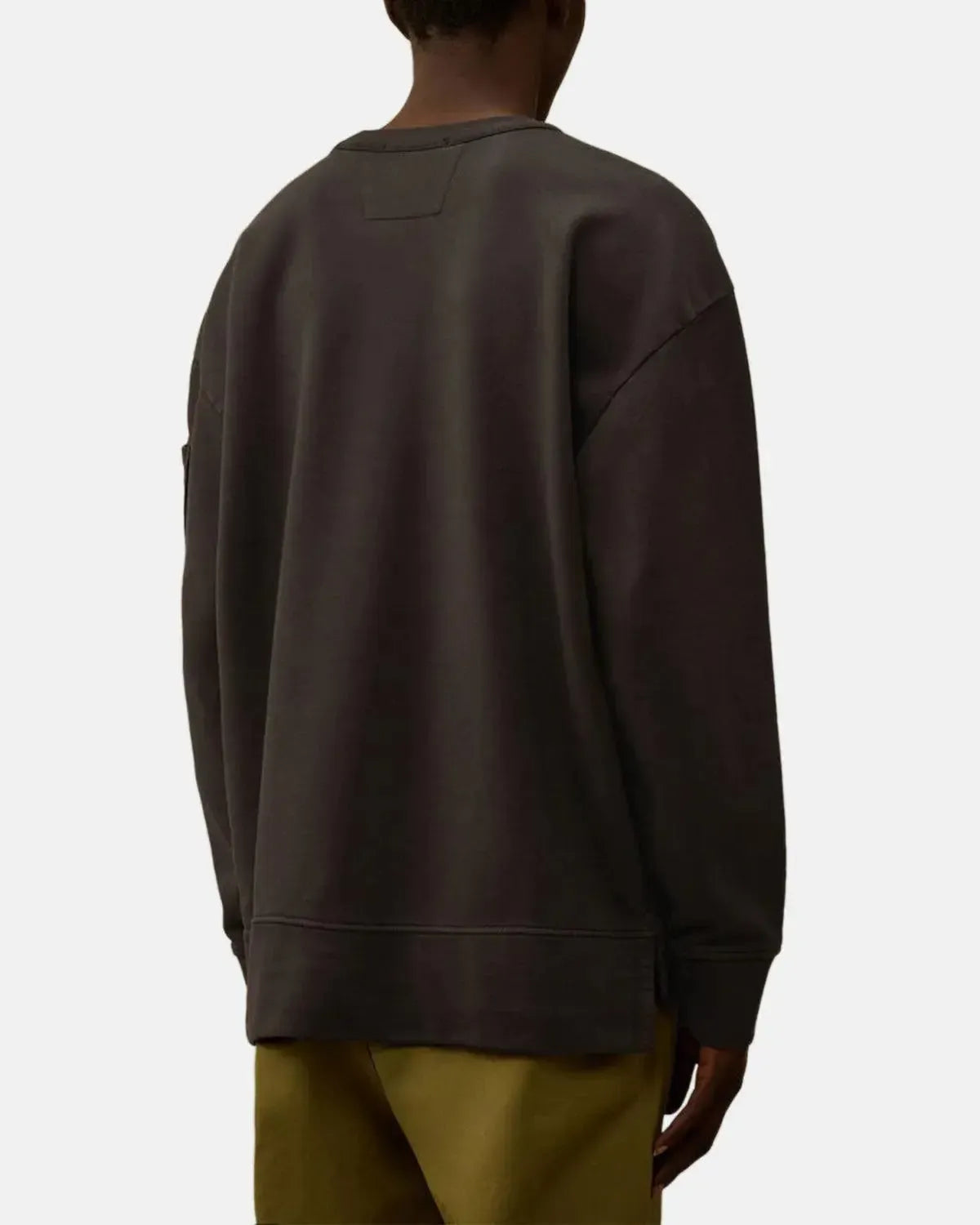 CP COMPANY-CP COMPANY BRUSHED AND EMERIZED DIAGONAL RAISED FLEECE BOXY SWEAT DARK SHADOW GREY-NORTHERN THREADS DESIGNER MENSWEAR