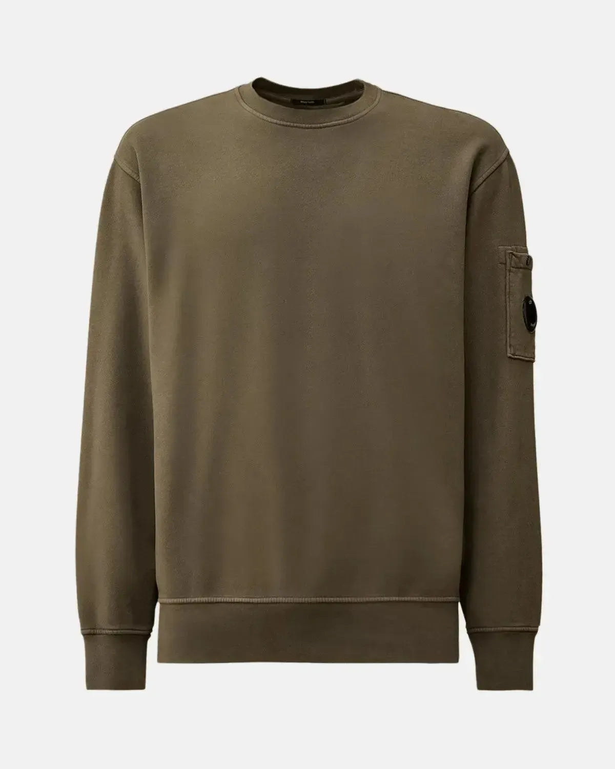CP COMPANY-CP COMPANY BRUSHED AND EMERIZED DIAGONAL RAISED FLEECE LENS SWEAT GUNMETAL GREY-NORTHERN THREADS DESIGNER MENSWEAR