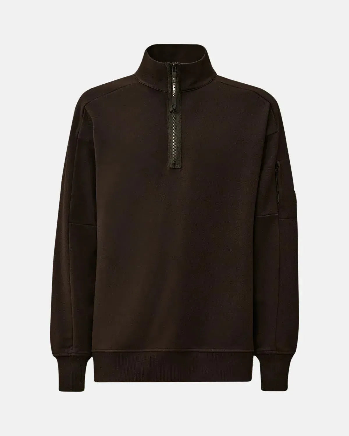 CP COMPANY-CP COMPANY DIAGONAL RAISED FLEECE 1/4 ZIP SWEATSHIRT BLACK-NORTHERN THREADS DESIGNER MENSWEAR