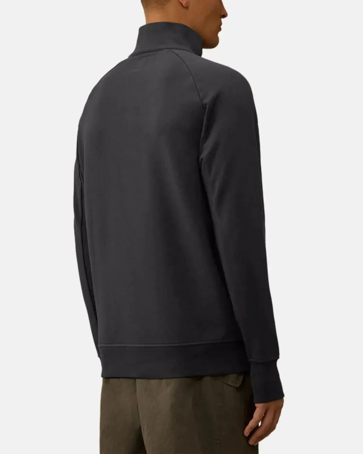 CP COMPANY-CP COMPANY DIAGONAL RAISED FLEECE 1/4 ZIP SWEATSHIRT TOTAL ECLIPSE-NORTHERN THREADS DESIGNER MENSWEAR