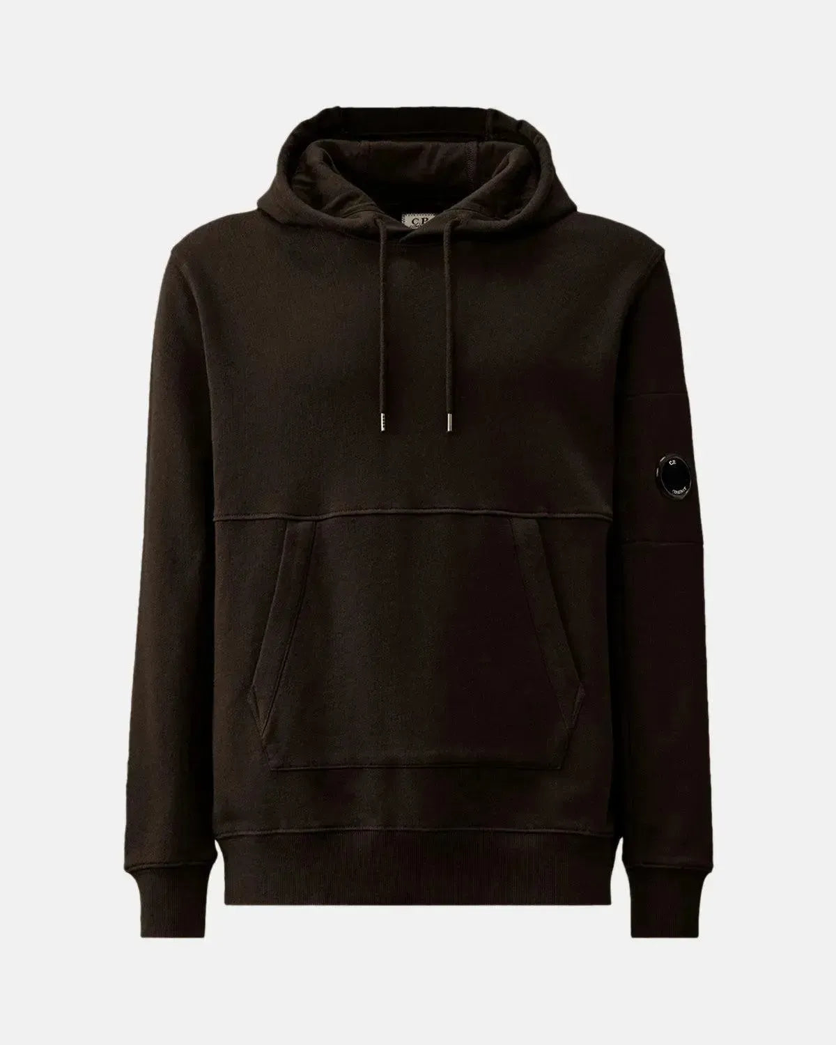 CP COMPANY-CP COMPANY DIAGONAL RAISED FLEECE LENS HOODIE BLACK-NORTHERN THREADS DESIGNER MENSWEAR