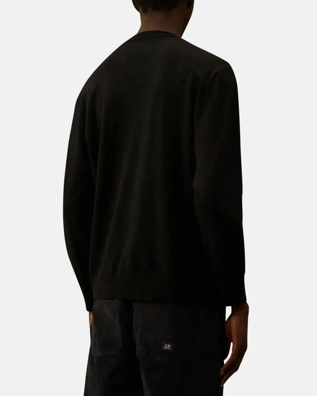 CP COMPANY-CP COMPANY EXTRAFINE MERINO WOOL CREWNECK SWEATER BLACK-NORTHERN THREADS DESIGNER MENSWEAR