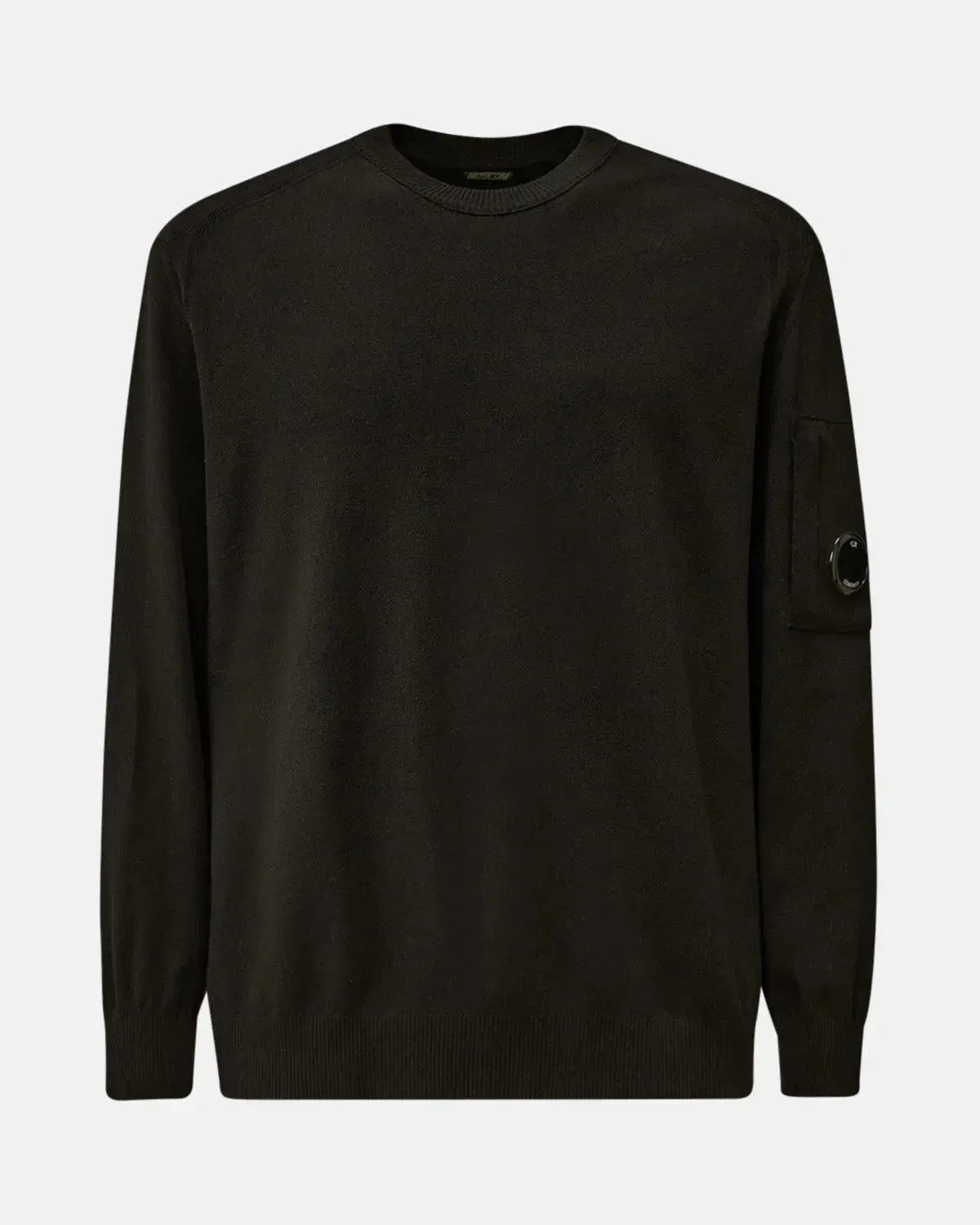 CP COMPANY-CP COMPANY EXTRAFINE MERINO WOOL CREWNECK SWEATER BLACK-NORTHERN THREADS DESIGNER MENSWEAR