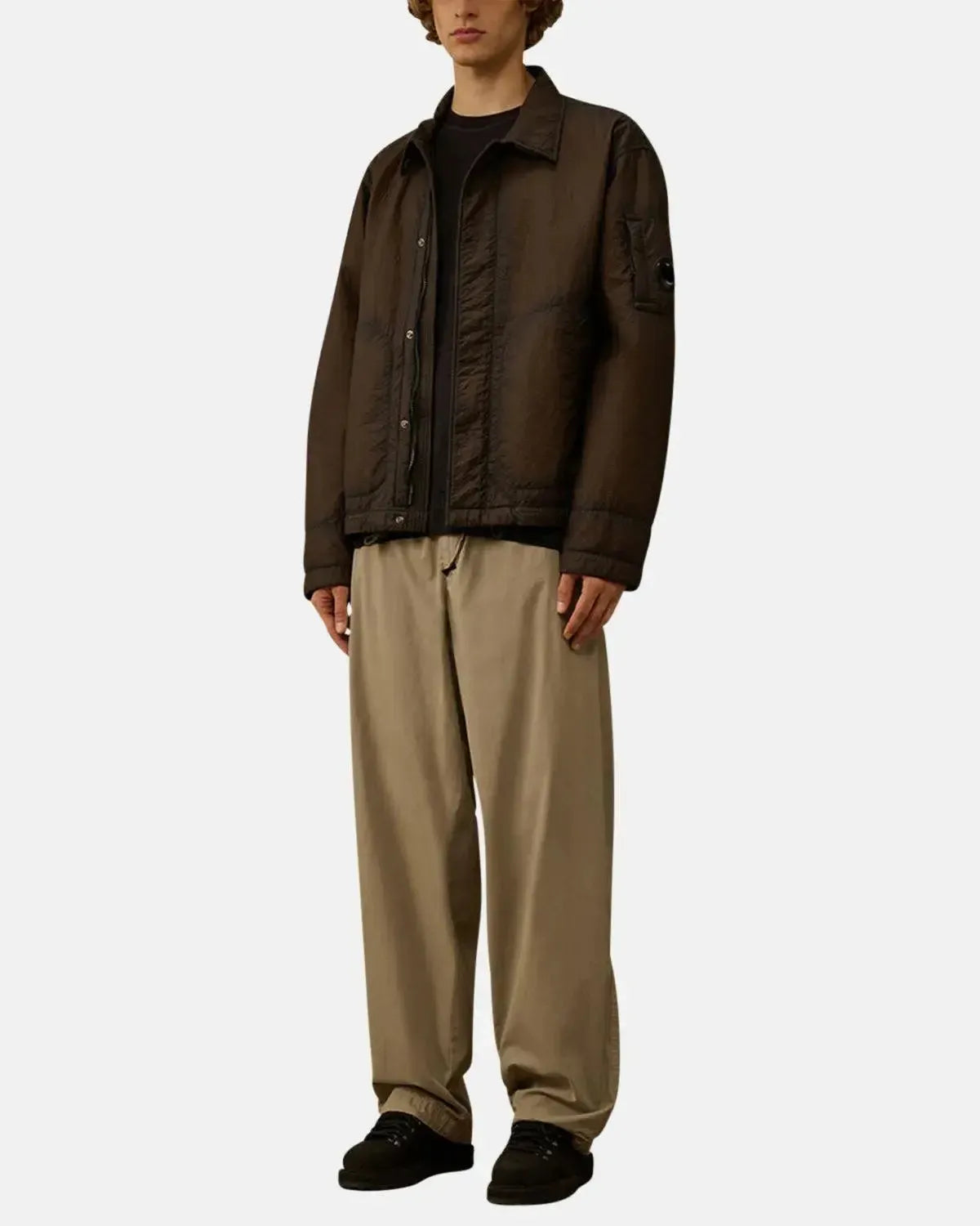 CP COMPANY-CP COMPANY MERINO WOOL LENS DETAIL CREWNECK KNIT TOTAL ECLIPSE-NORTHERN THREADS DESIGNER MENSWEAR