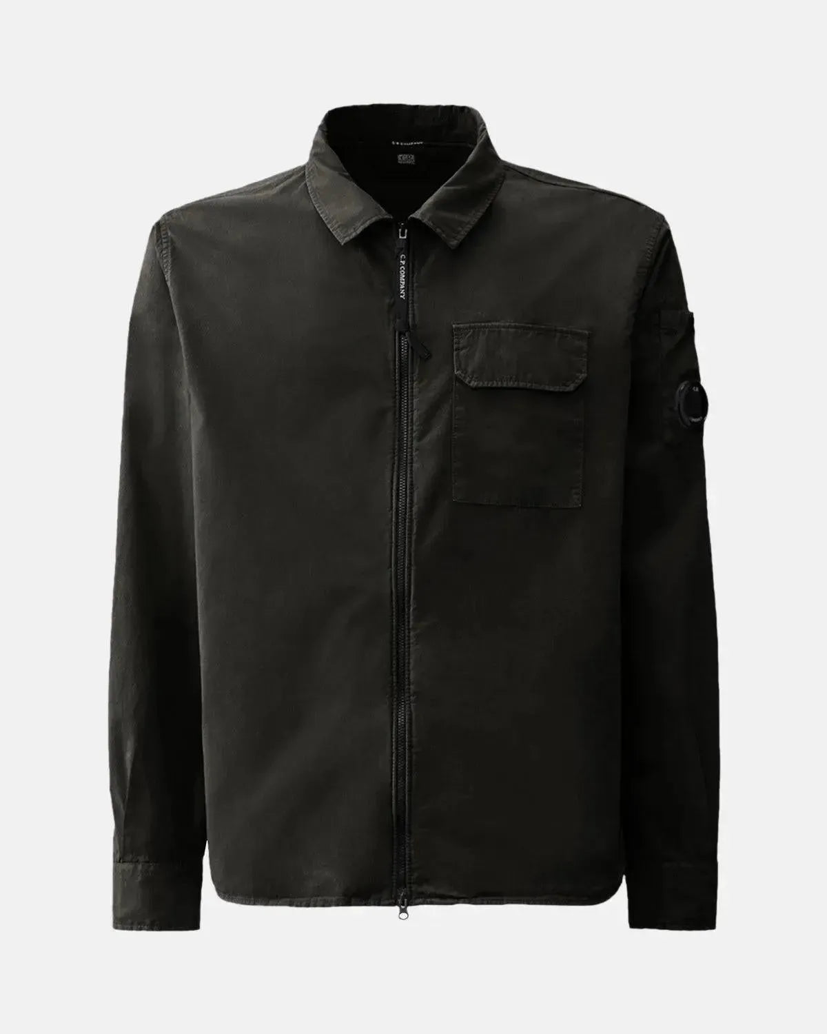 CP COMPANY-CP COMPANY ORGANIC GABARDINE FULL ZIP OVERSHIRT BLACK-NORTHERN THREADS DESIGNER MENSWEAR