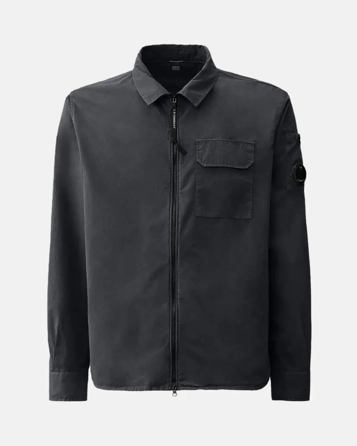 CP COMPANY-CP COMPANY ORGANIC GABARDINE FULL ZIP OVERSHIRT TOTAL ECLIPSE-NORTHERN THREADS DESIGNER MENSWEAR