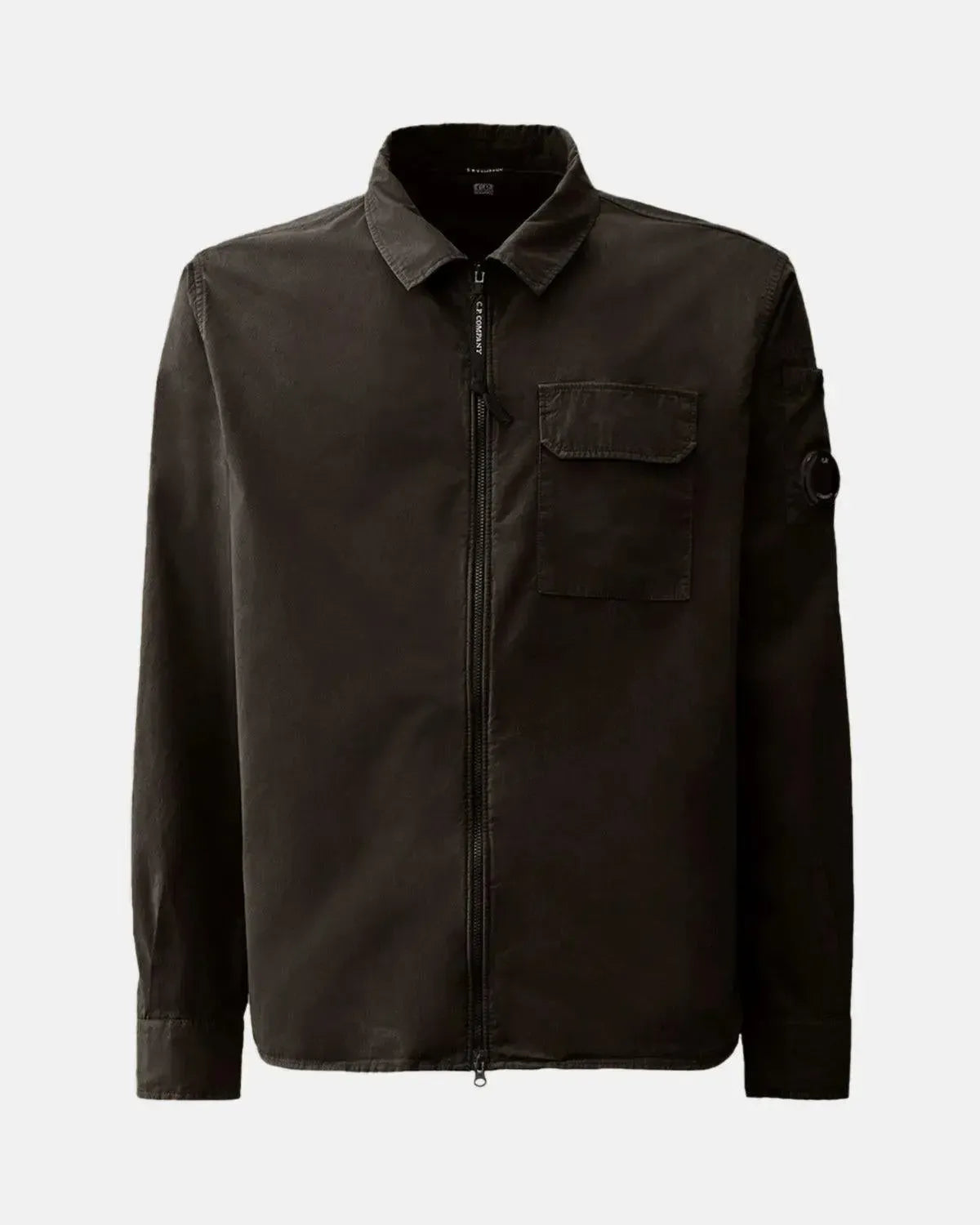 CP COMPANY-CP COMPANY ORGANIC GABARDINE ZIPPED OVERSHIRT BLACK-NORTHERN THREADS DESIGNER MENSWEAR
